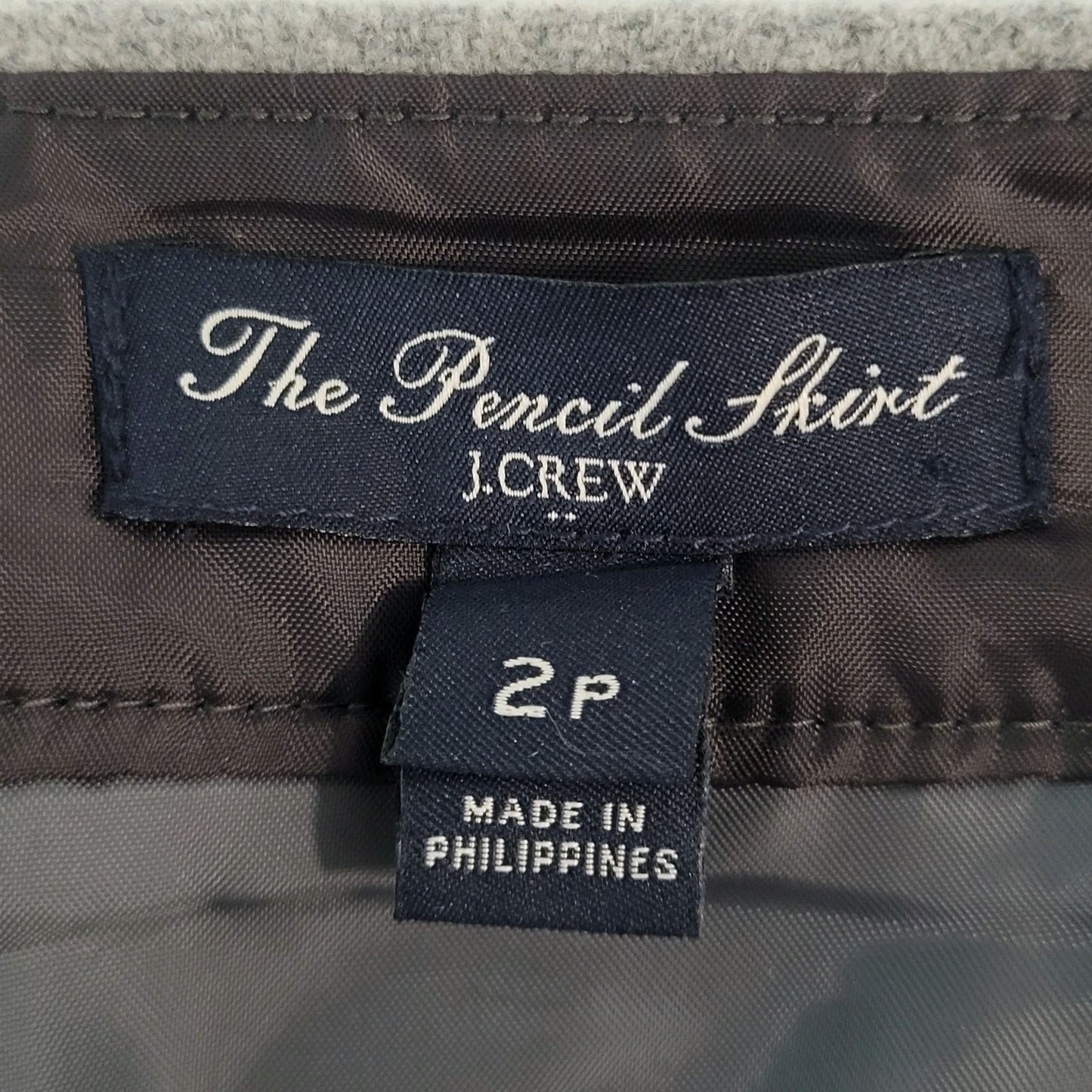 J.CREW Grey Wool Blend Back Slit Lined Straight Mini Skirt Size 2 (27x18)