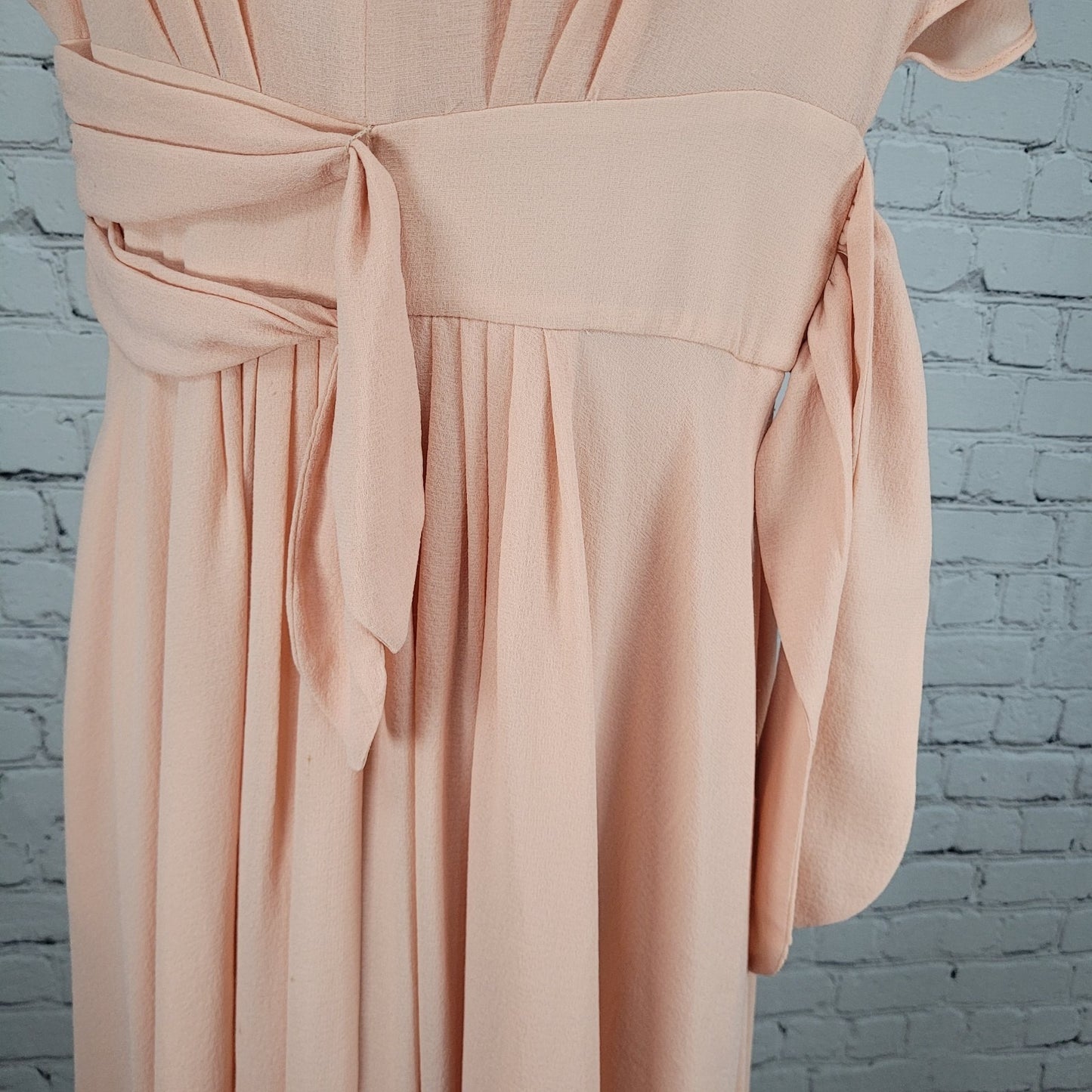 Gal Meets Glam Jane Pink Chiffon Pleated Waist Tie Short Flutter Sleeve Dress 2