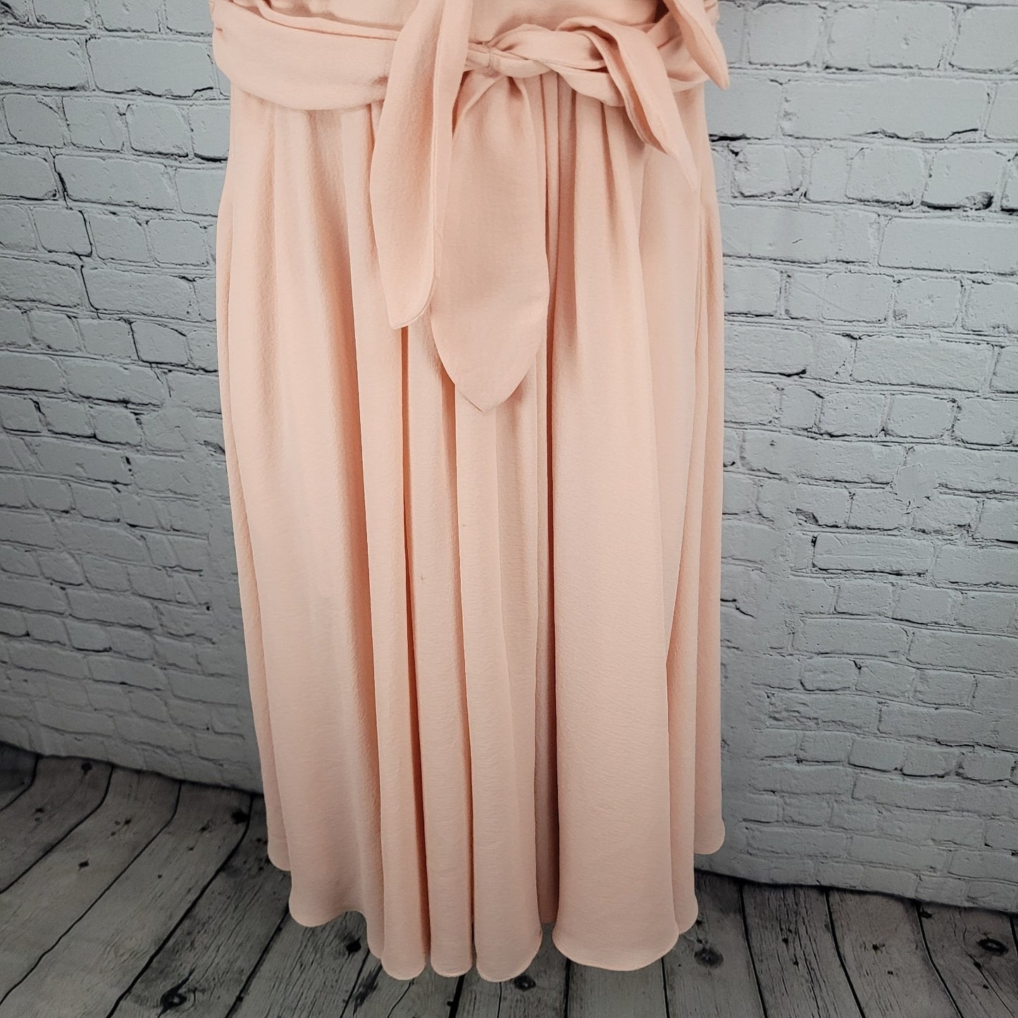 Gal Meets Glam Jane Pink Chiffon Pleated Waist Tie Short Flutter Sleeve Dress 2