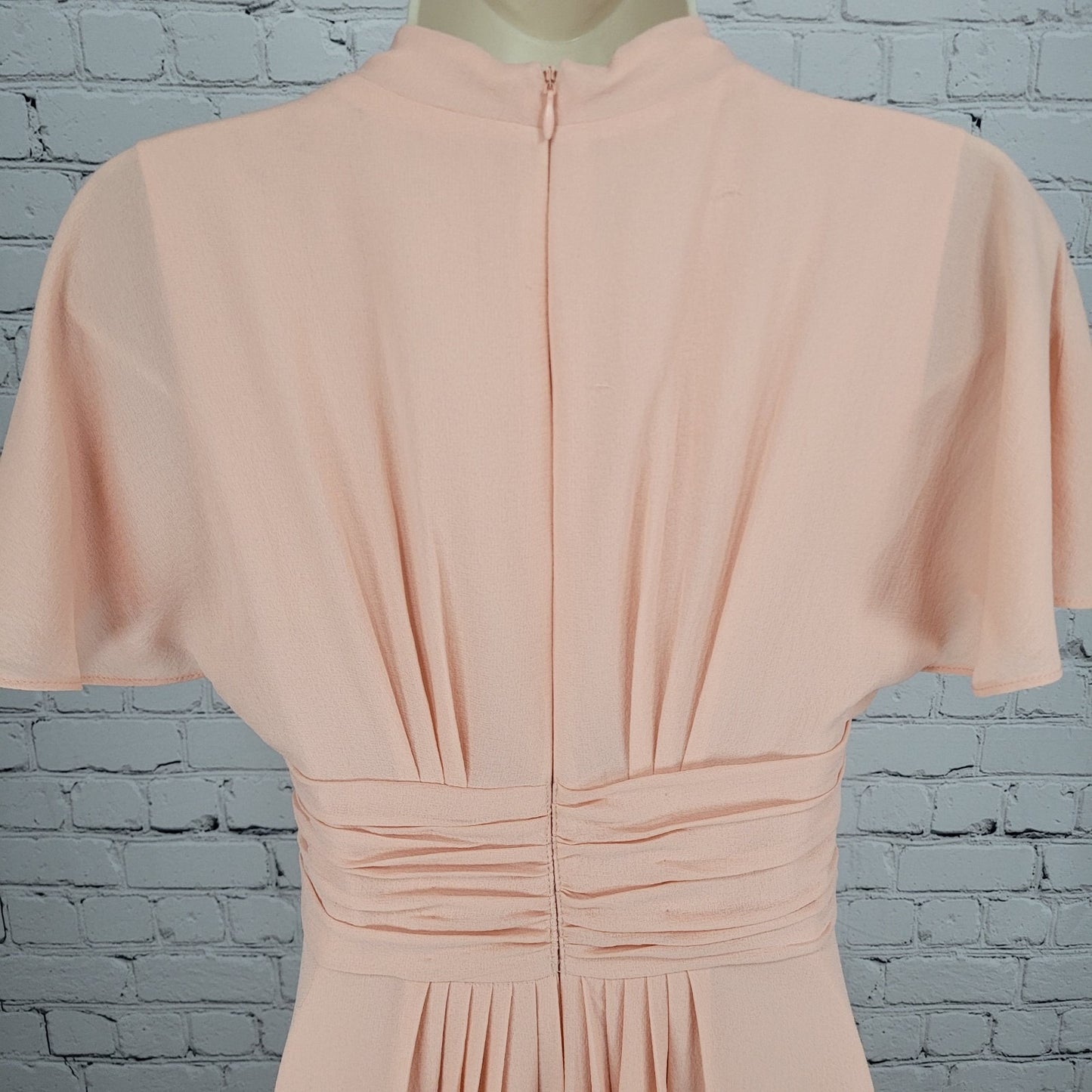 Gal Meets Glam Jane Pink Chiffon Pleated Waist Tie Short Flutter Sleeve Dress 2
