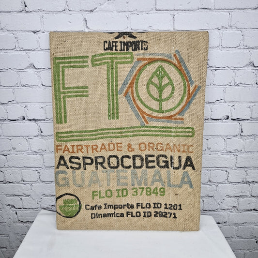 Cafe Import Coffee Authentic Burlap Sack Wrapped Canvas Wood Framed Art 24x18