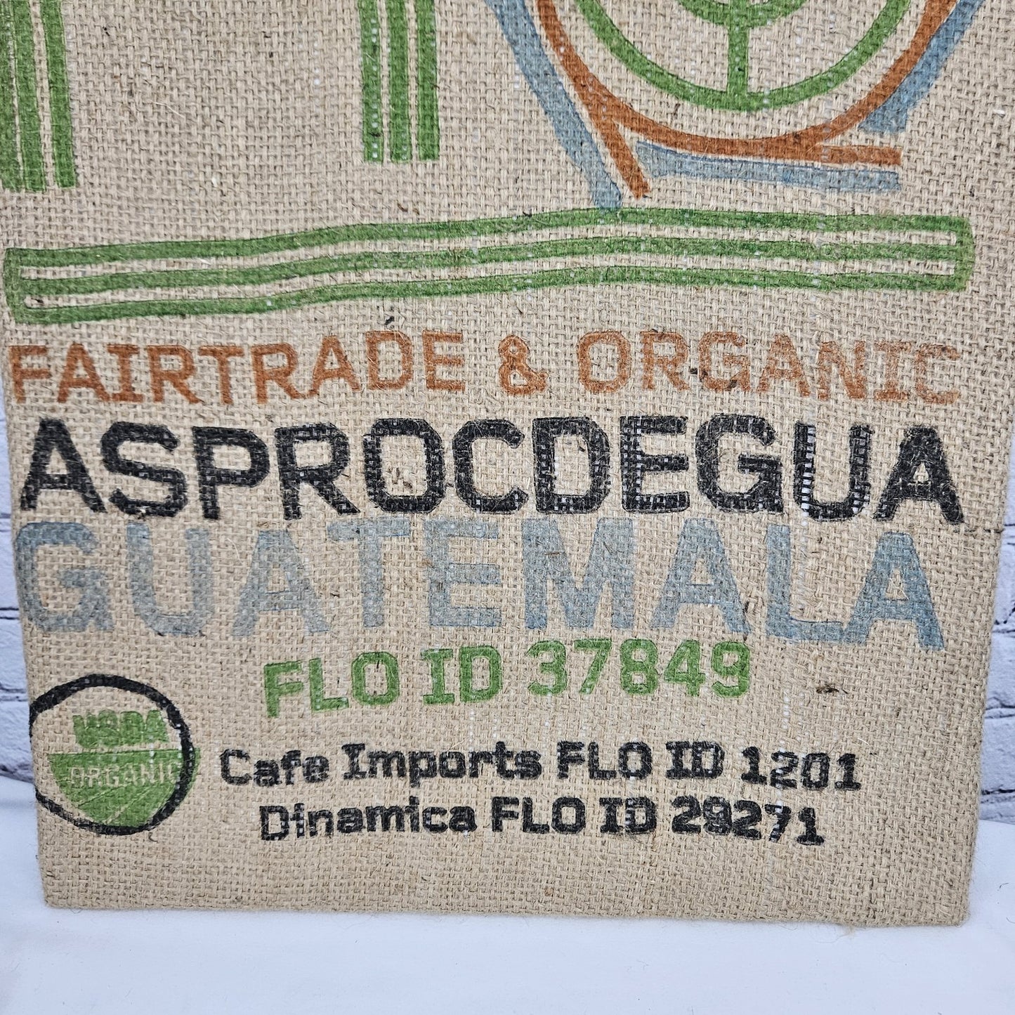 Cafe Import Coffee Authentic Burlap Sack Wrapped Canvas Wood Framed Art 24x18