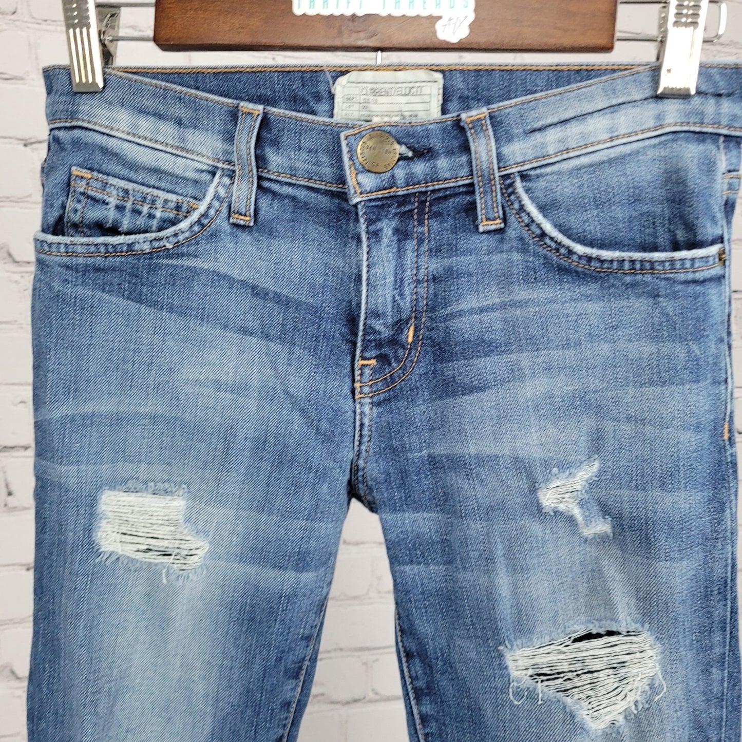 Current Elliot Blue The Stiletto Benett Destroy Skinny Jeans USA 25 (26x27)