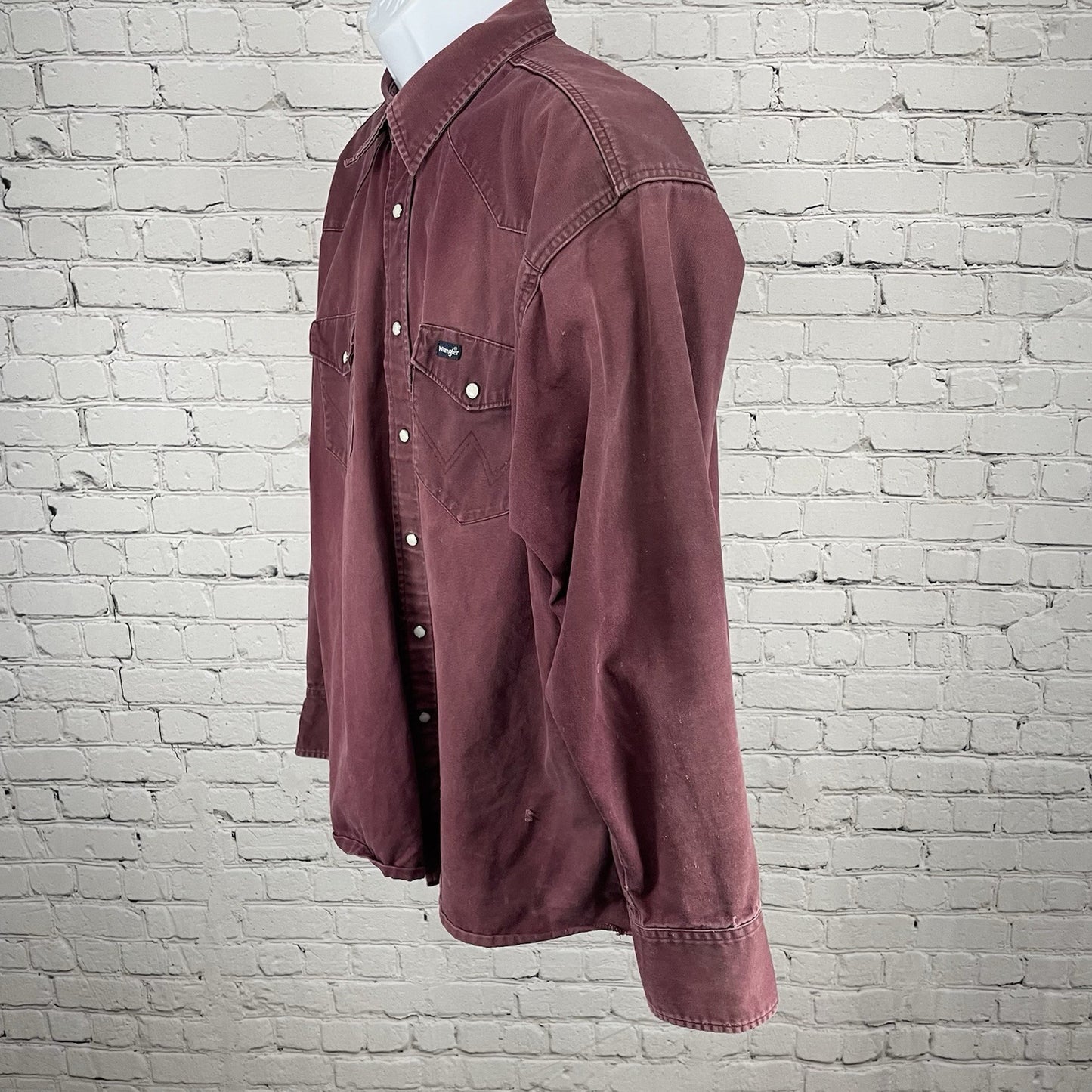Wrangler Purple Cotton Distressed Western Pearl Snap Long Sleeve Shirt Size 2XL