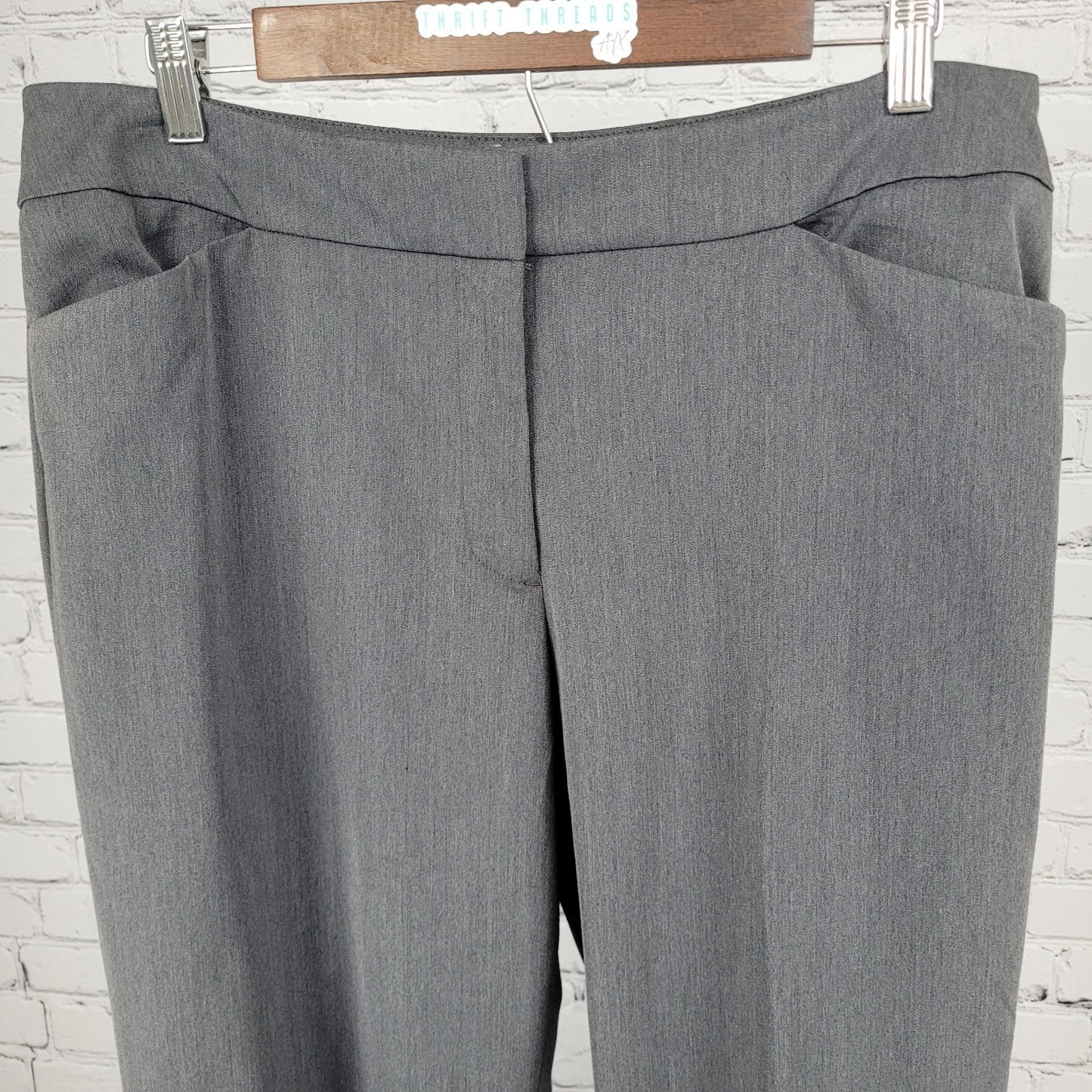 NWT Anne Klein Grey High Rise Stretch Dress Pants Size 14 (34x32)