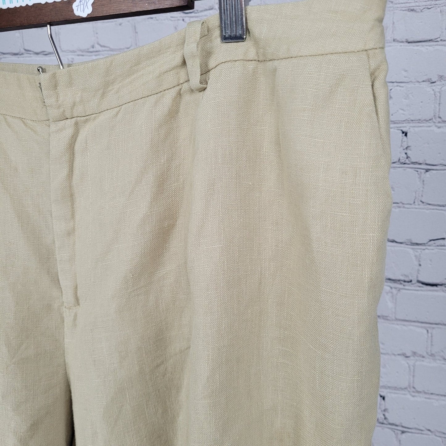 Lauren Ralph Lauren Beige Linen High Rise Elastic Waist Pants Size 20WP (37x27)