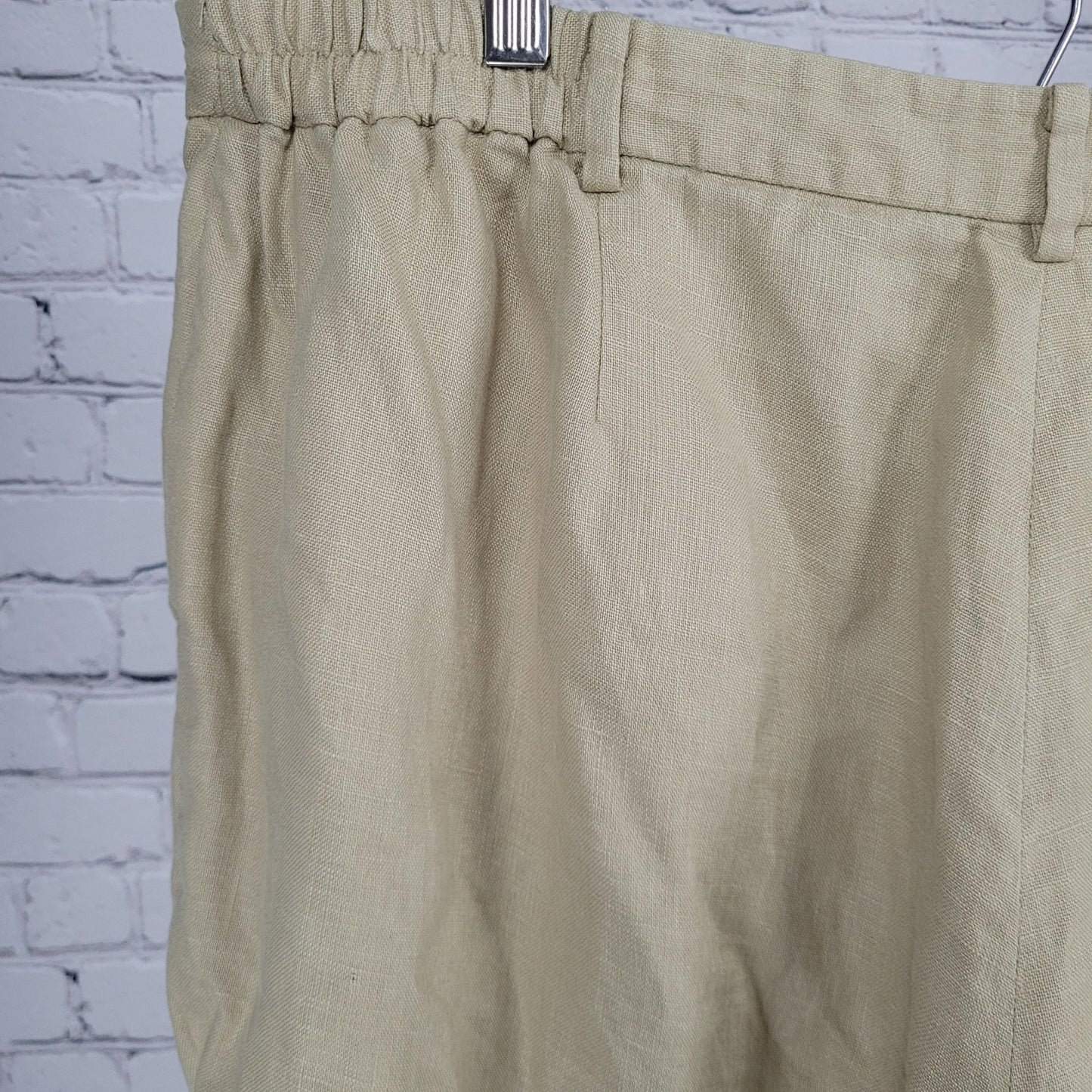 Lauren Ralph Lauren Beige Linen High Rise Elastic Waist Pants Size 20WP (37x27)