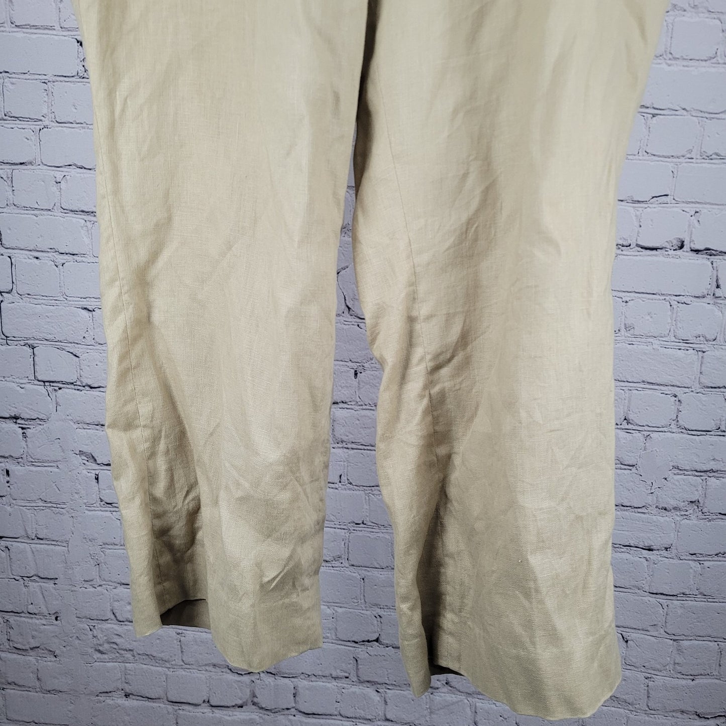 Lauren Ralph Lauren Beige Linen High Rise Elastic Waist Pants Size 20WP (37x27)