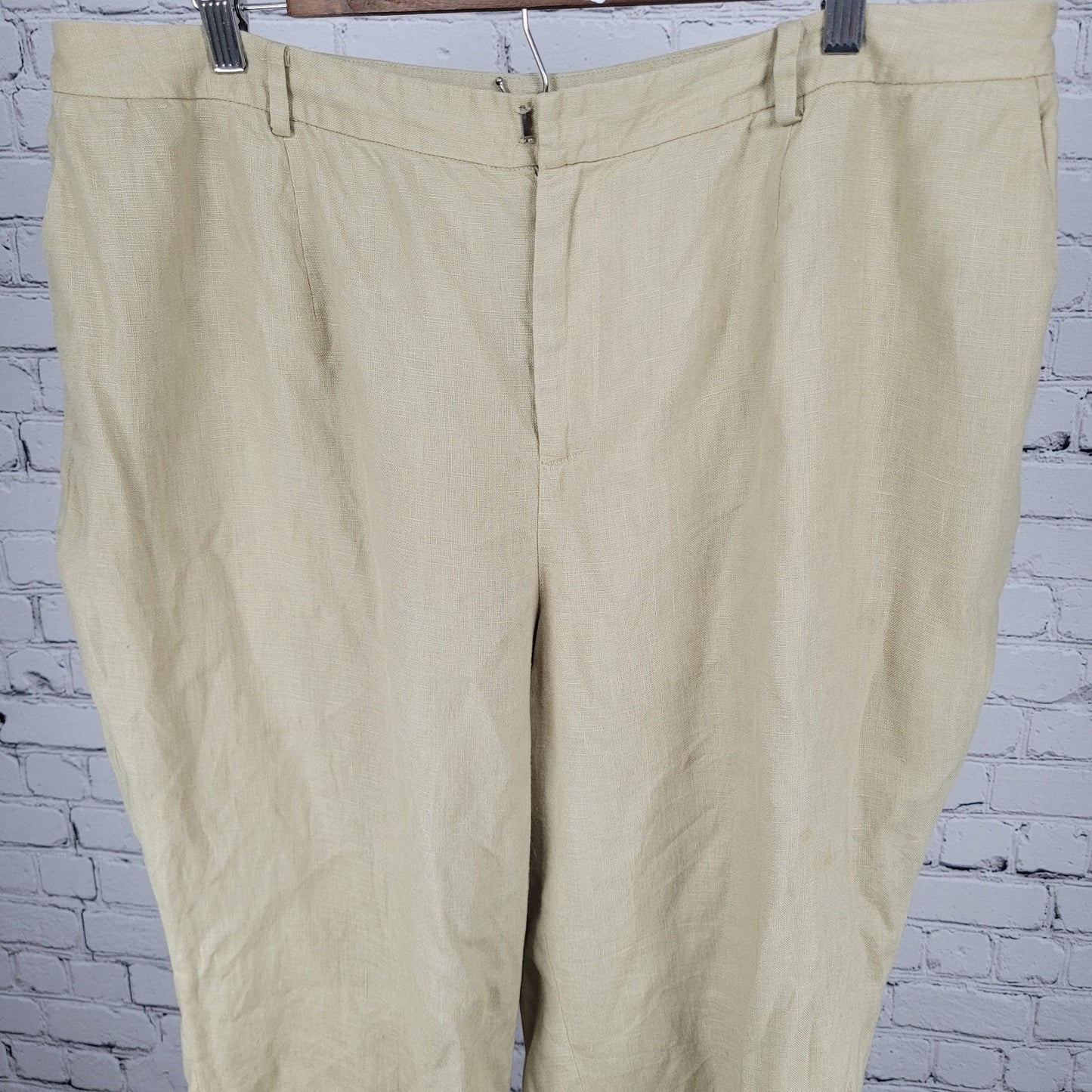 Lauren Ralph Lauren Beige Linen High Rise Elastic Waist Pants Size 20WP (37x27)