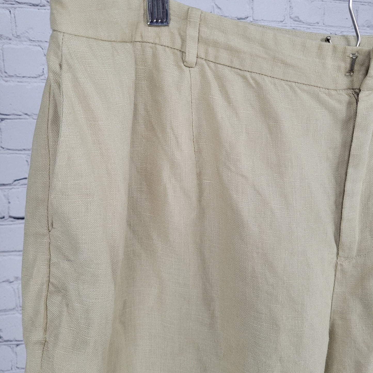 Lauren Ralph Lauren Beige Linen High Rise Elastic Waist Pants Size 20WP (37x27)