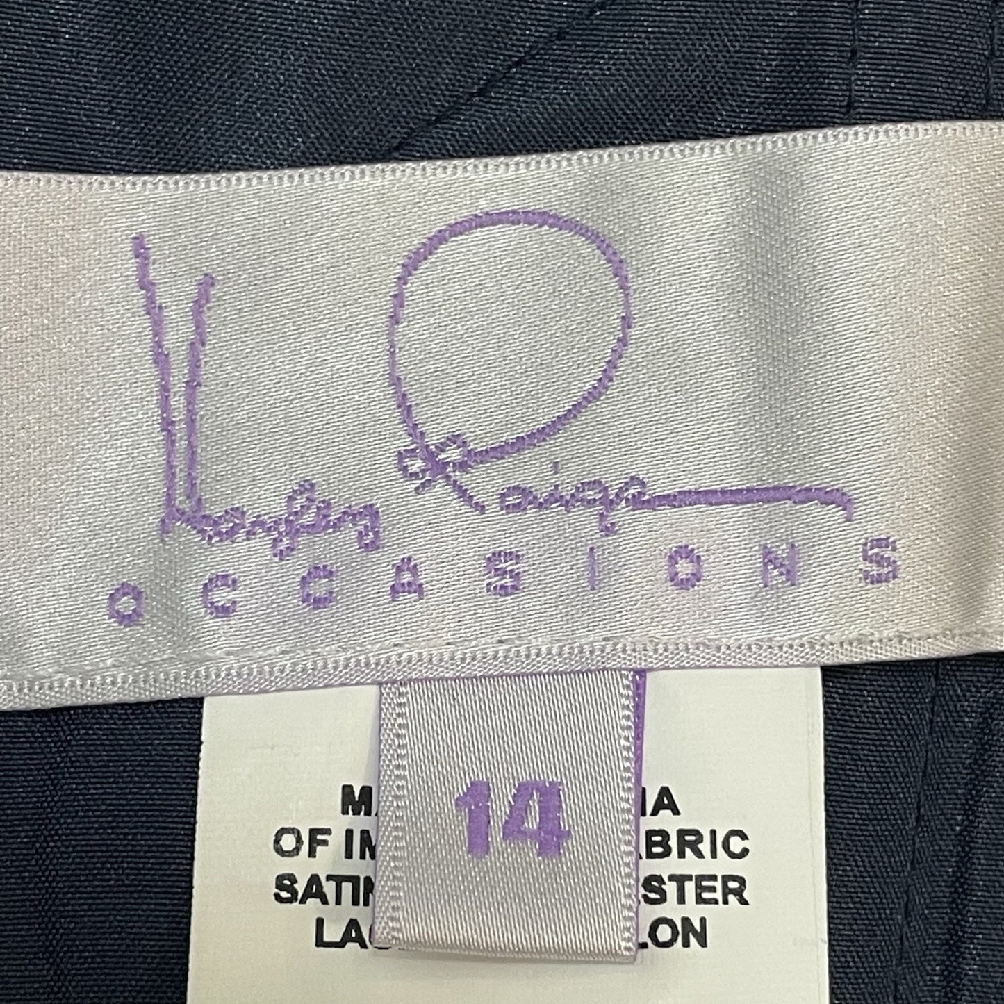 Hayley Paige Occasions Blue Satin Lace Sleeveless Maxi Prom Dress Gown Size 14