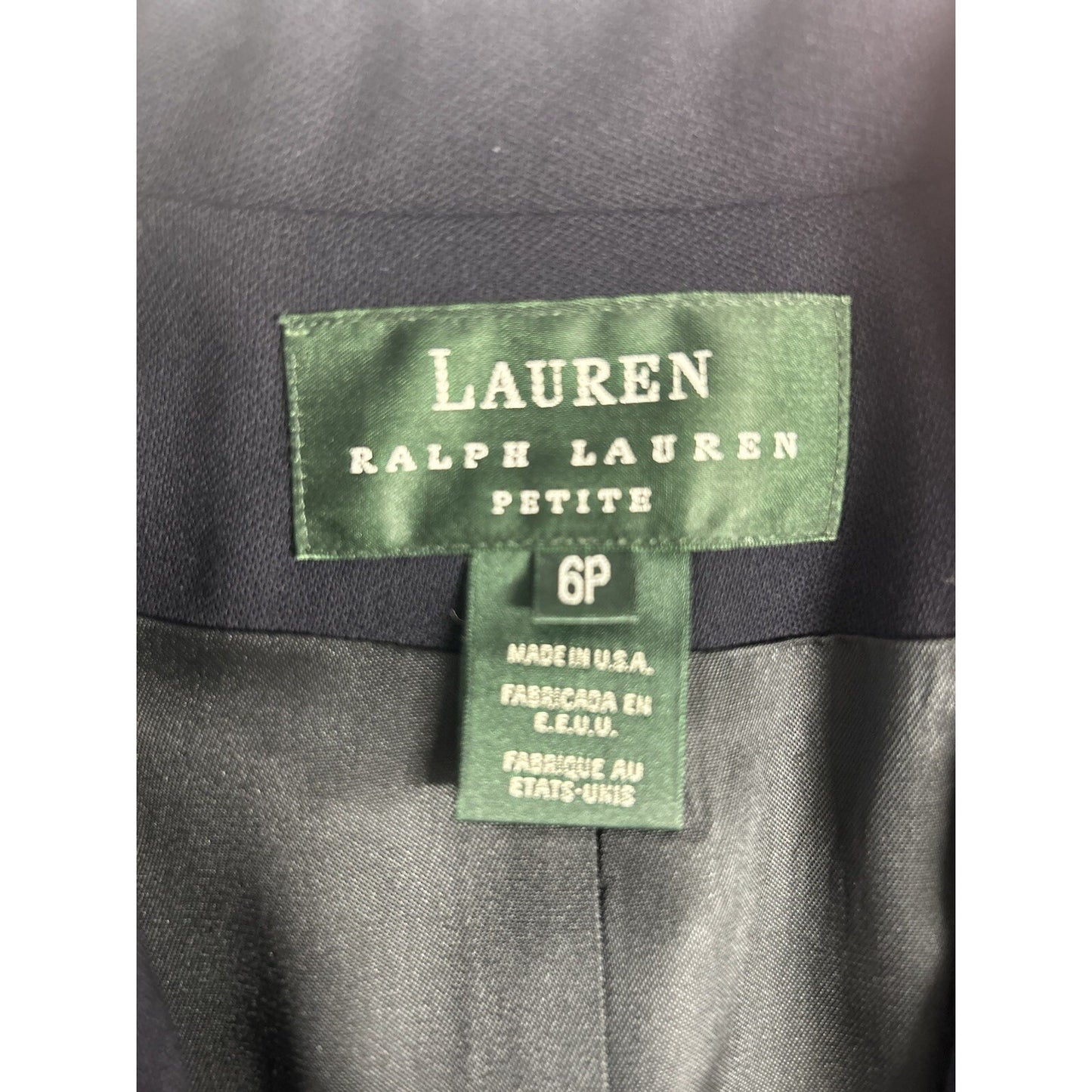 Lauren Ralph Lauren Green Label 3 Button Embroidered Blue Blazer Made In USA 6P
