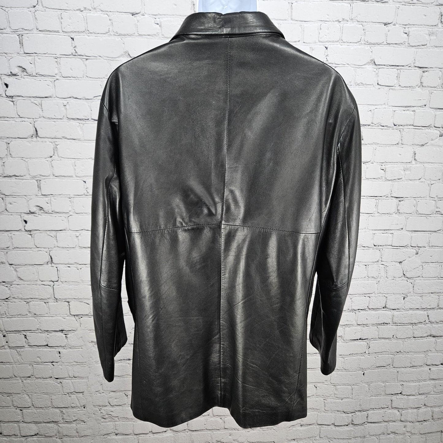 Santa Maria Del Fiore Black Leather Piazza Del Duomo Blazer Jacket Italy 52 US42