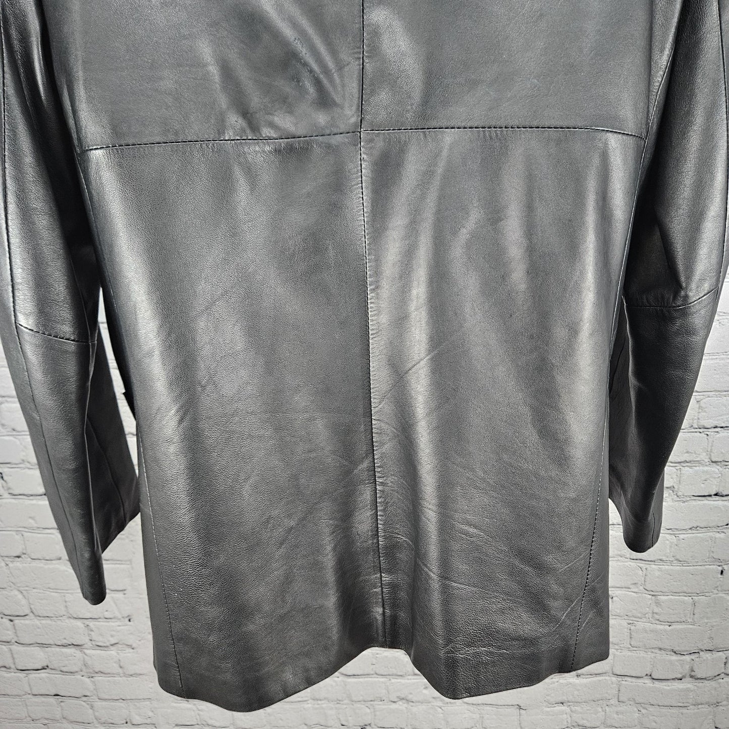 Santa Maria Del Fiore Black Leather Piazza Del Duomo Blazer Jacket Italy 52 US42