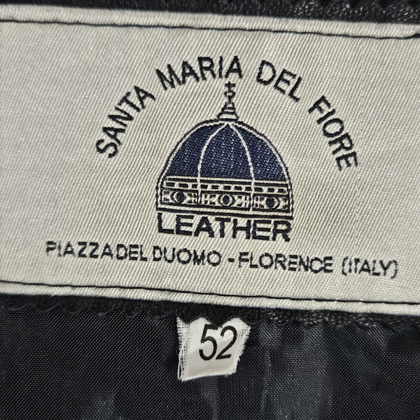 Santa Maria Del Fiore Black Leather Piazza Del Duomo Blazer Jacket Italy 52 US42