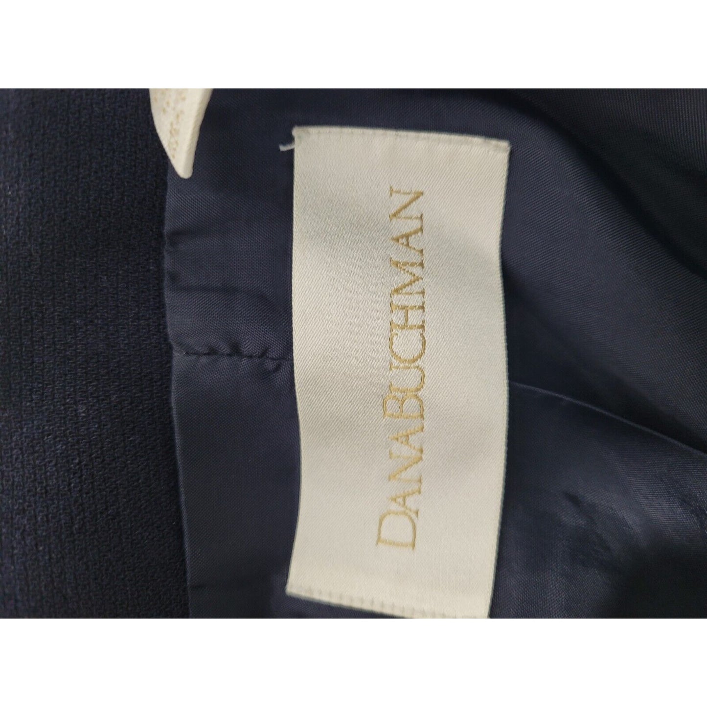 Dana Buchman Navy Tan Accents Viscose Lined Business Blazer Size 10
