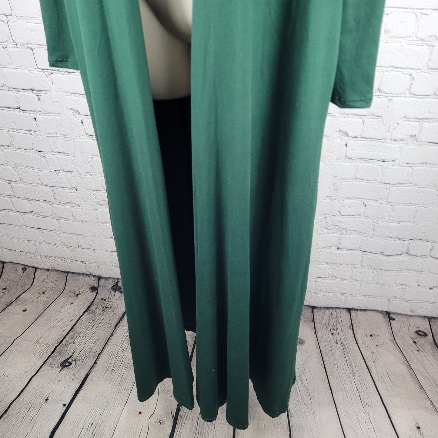 Karen T Design Green Soft Stretch Long Sleeve Pockets Open Robe USA Made Size XL