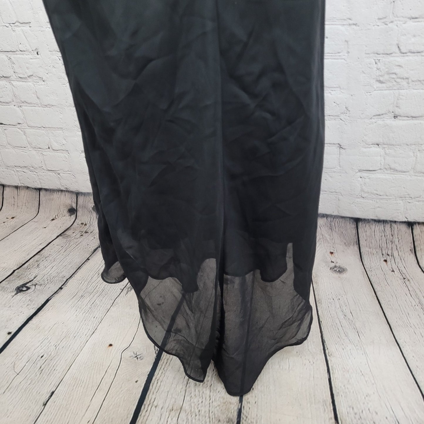 Celavie Collection Black Chiffon Rhinestone Maxi Dress USA Made Size Small S