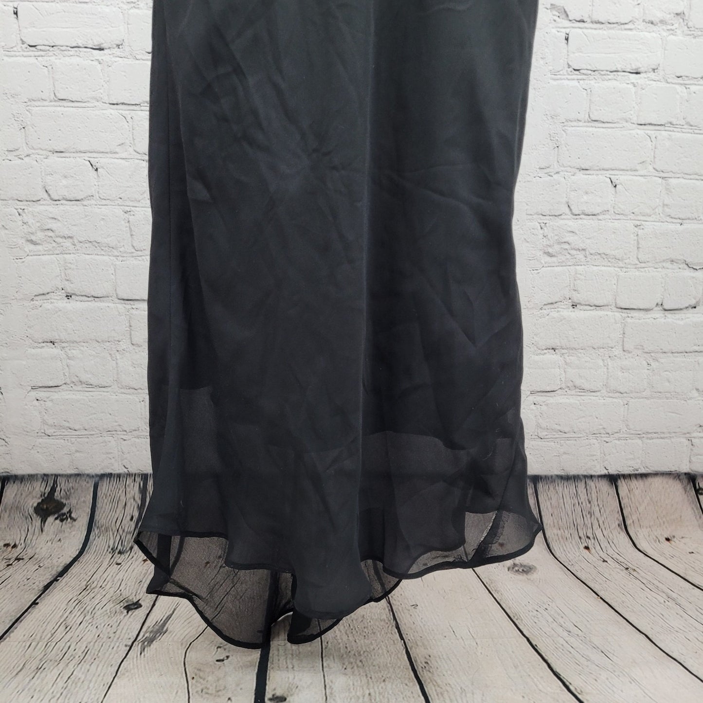 Celavie Collection Black Chiffon Rhinestone Maxi Dress USA Made Size Small S