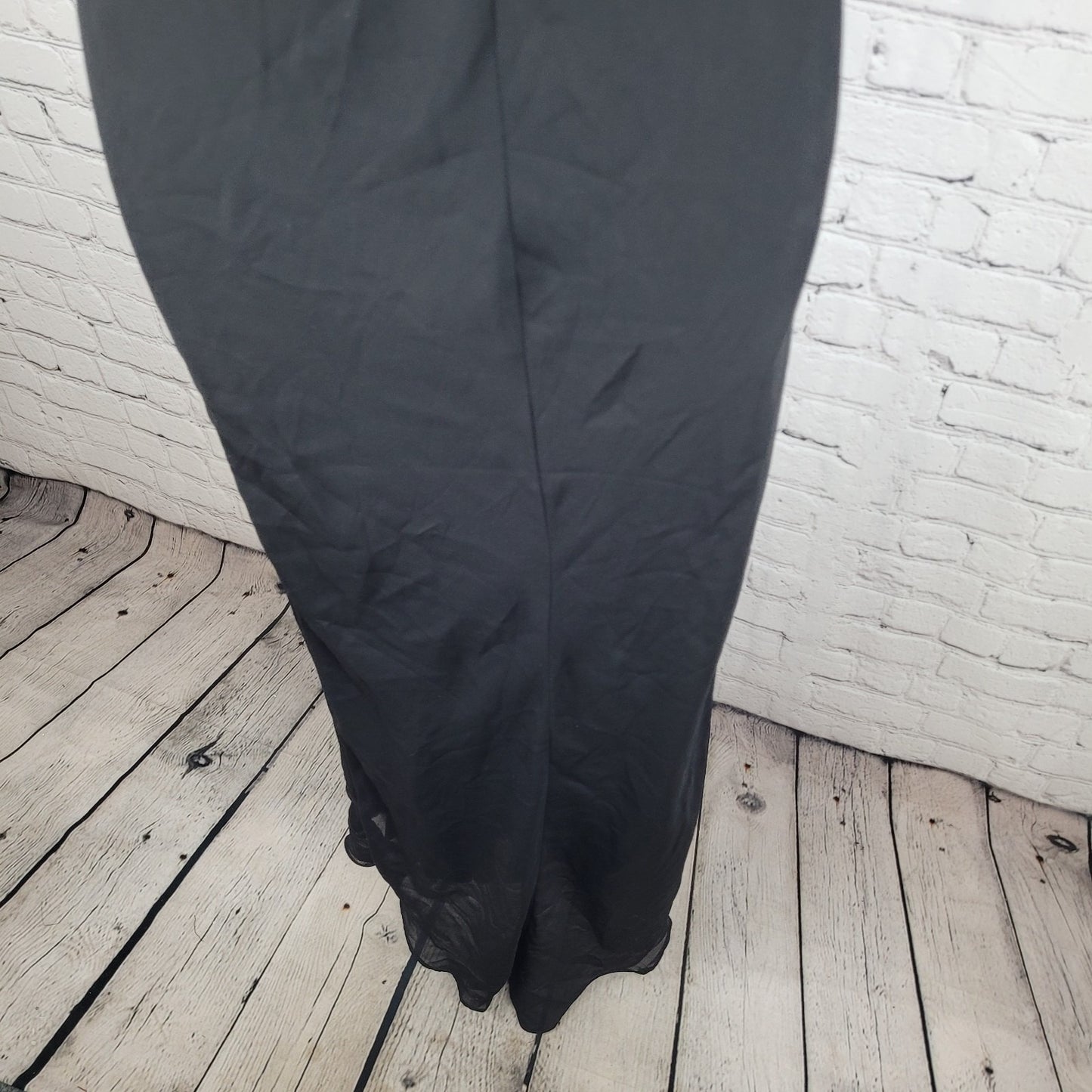 Celavie Collection Black Chiffon Rhinestone Maxi Dress USA Made Size Small S