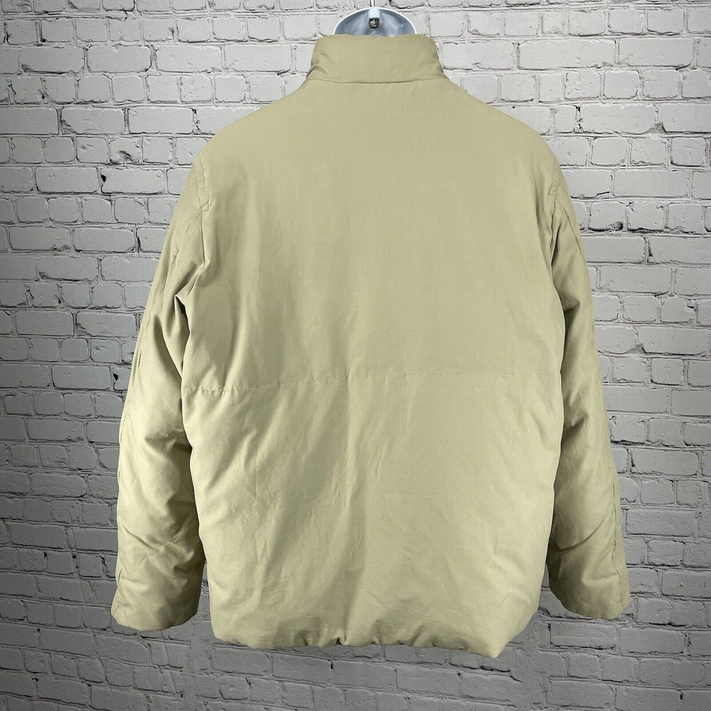 Structure Khaki Down Filled Cotton Blend Puffy Zip Jacket Knit Cuff Size Large L