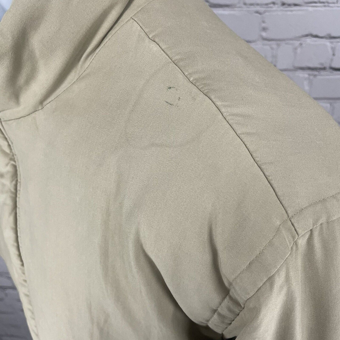 Structure Khaki Down Filled Cotton Blend Puffy Zip Jacket Knit Cuff Size Large L