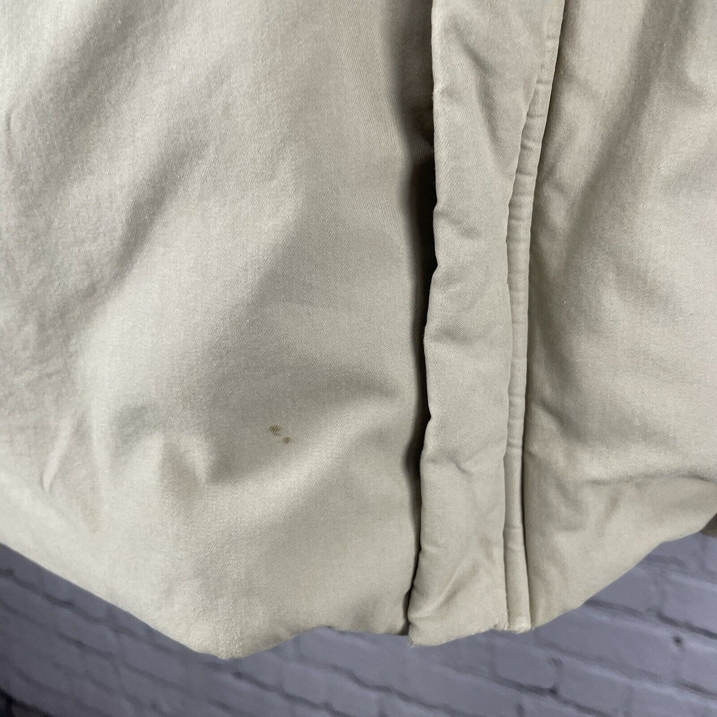 Structure Khaki Down Filled Cotton Blend Puffy Zip Jacket Knit Cuff Size Large L