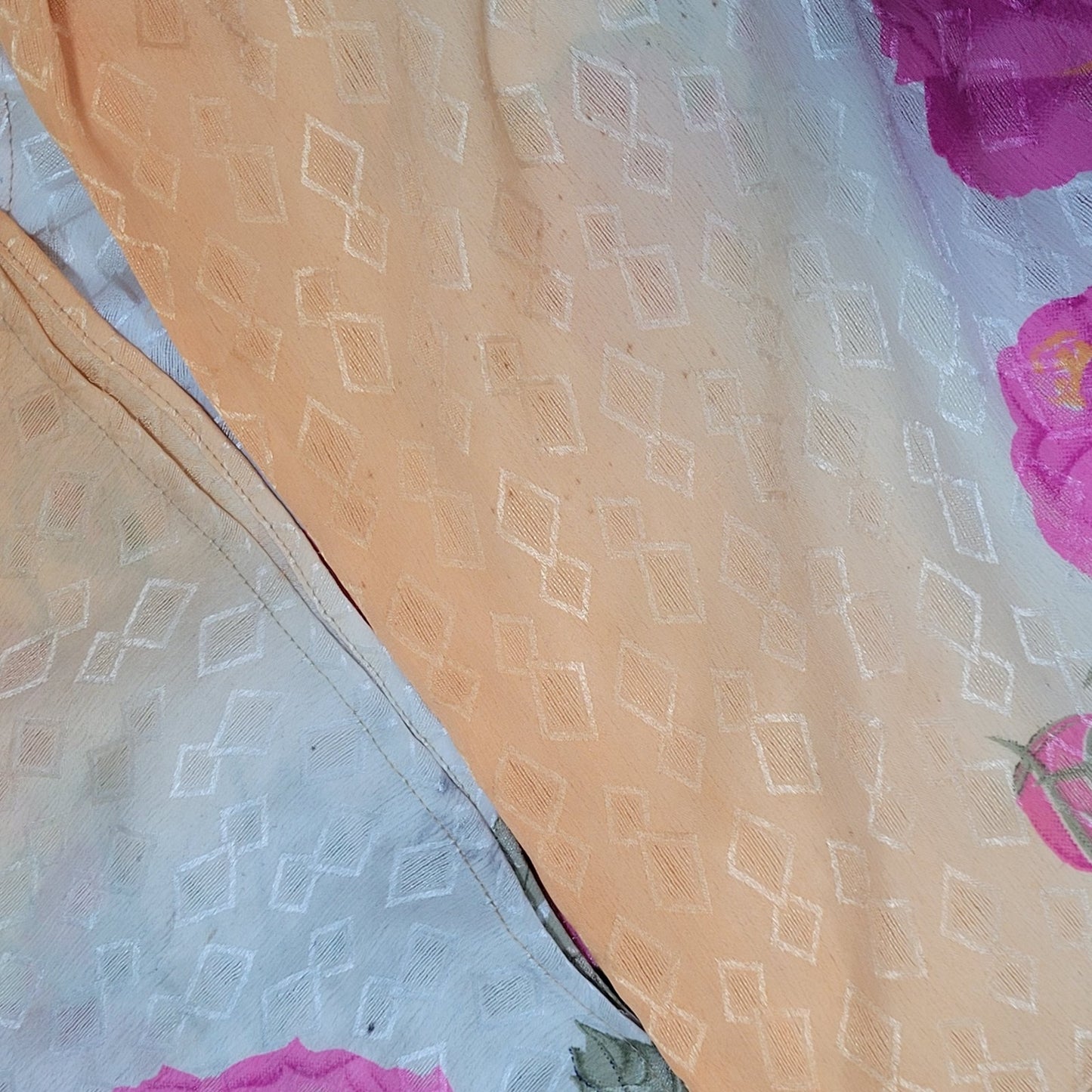 Multicolor 100% Recycled Silk Roses Lightweight Dress Tunic Top India O/S