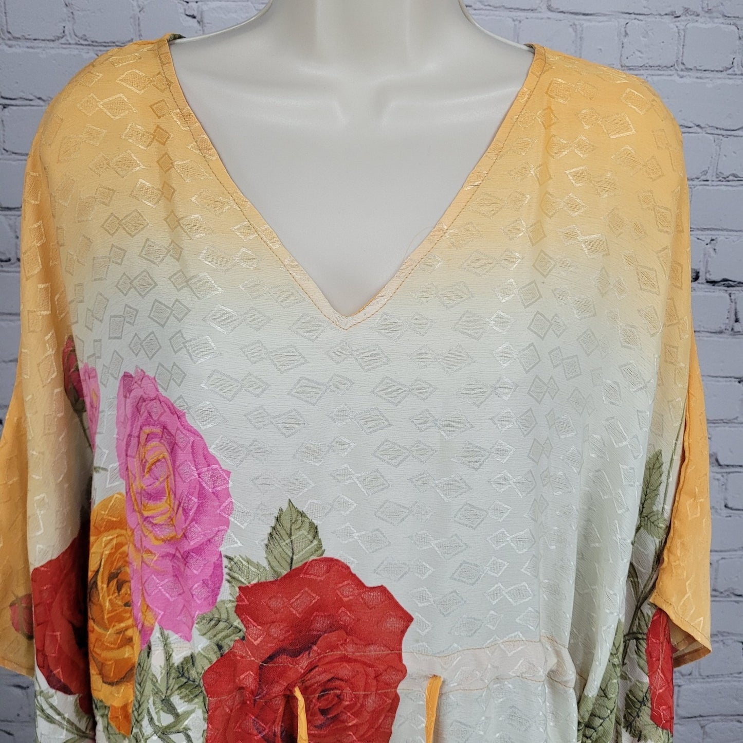 Multicolor 100% Recycled Silk Roses Lightweight Dress Tunic Top India O/S