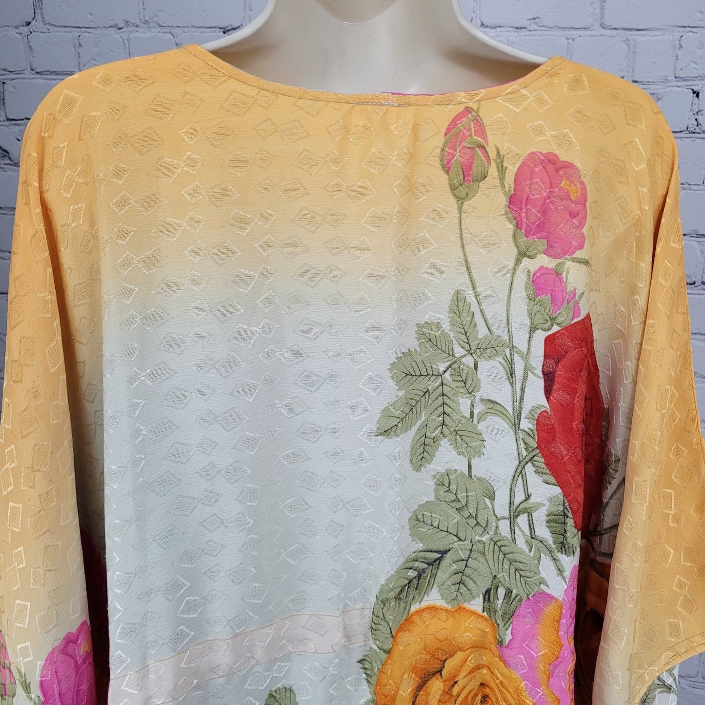 Multicolor 100% Recycled Silk Roses Lightweight Dress Tunic Top India O/S