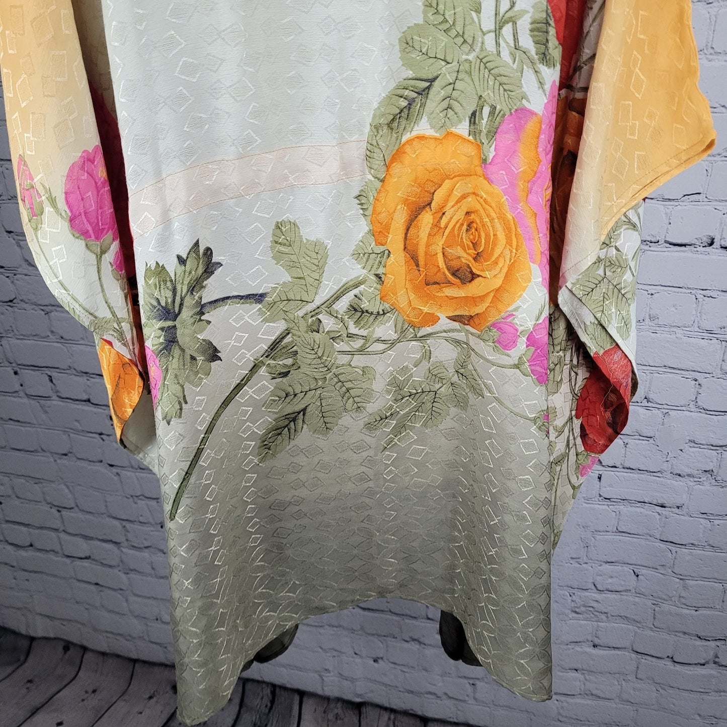 Multicolor 100% Recycled Silk Roses Lightweight Dress Tunic Top India O/S