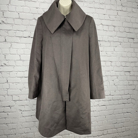 Zara Grey Purple Wool Angora Blend Zipped Snap Lined Long Coat Size Medium M