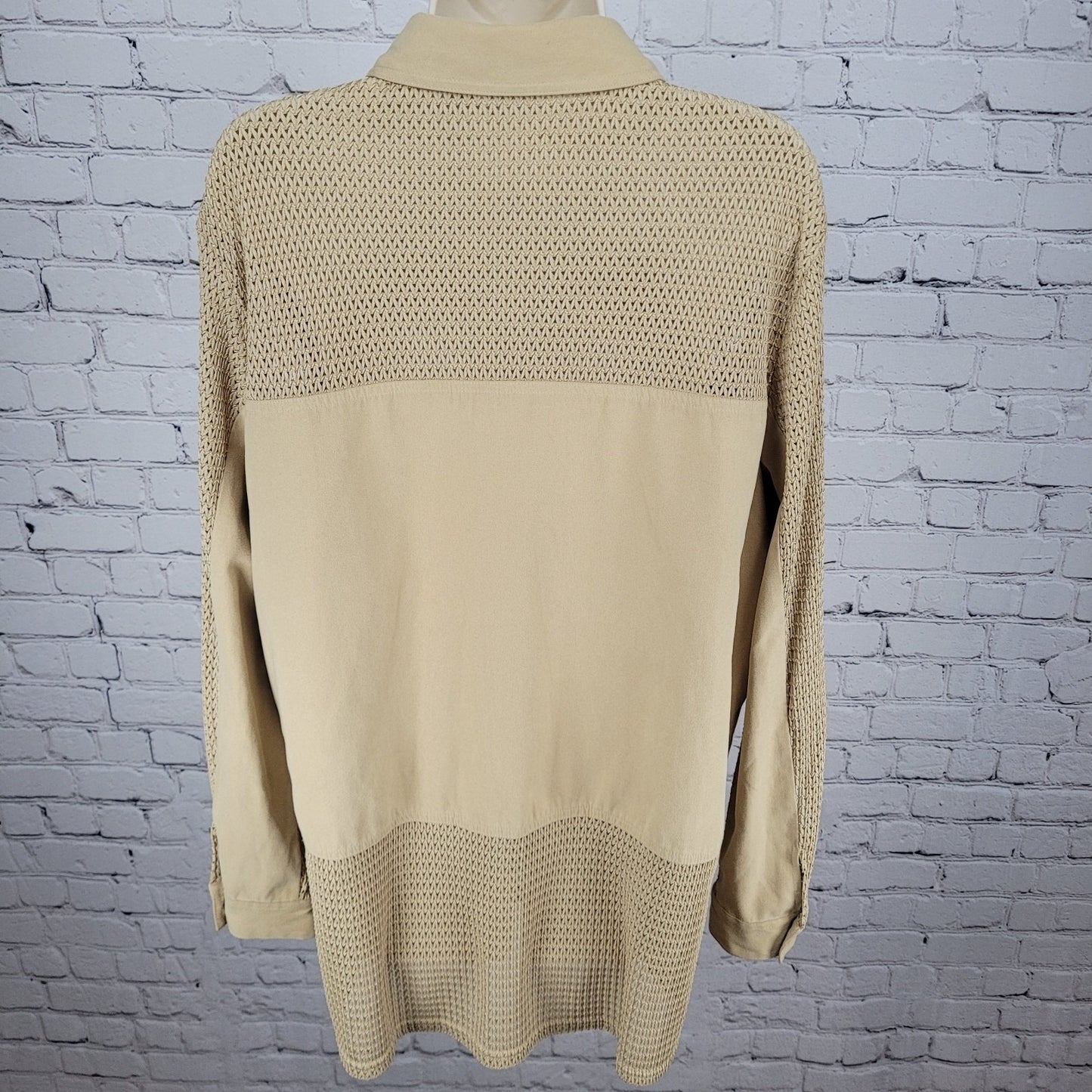 Spiegel Gold Tan Microfiber Semi Sheer Snap Long Sleeve Shacket Top Size XL