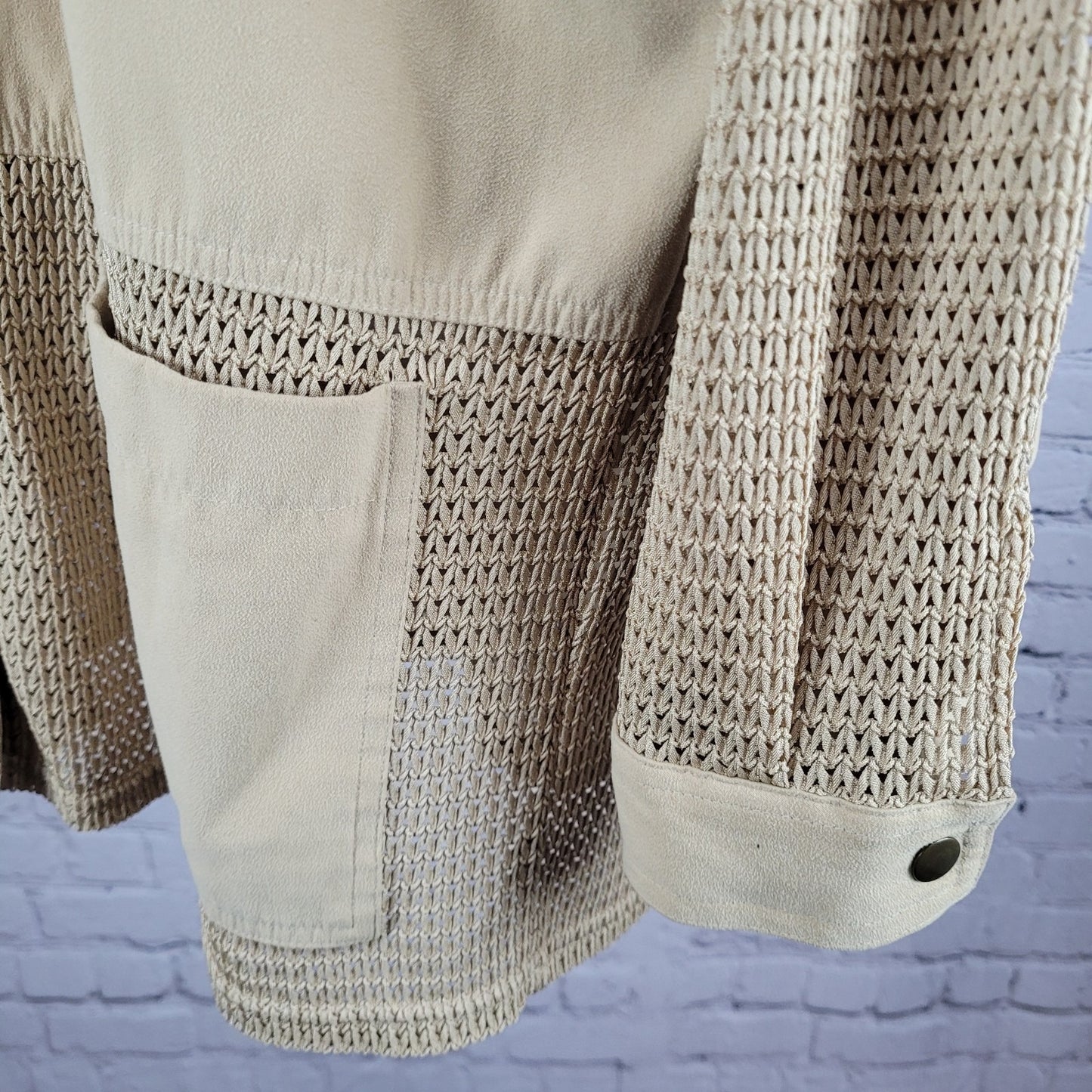 Spiegel Gold Tan Microfiber Semi Sheer Snap Long Sleeve Shacket Top Size XL
