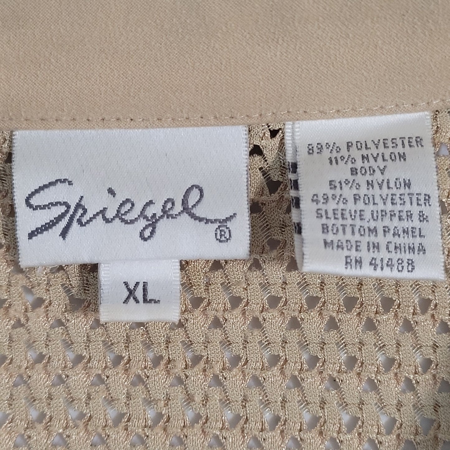 Spiegel Gold Tan Microfiber Semi Sheer Snap Long Sleeve Shacket Top Size XL