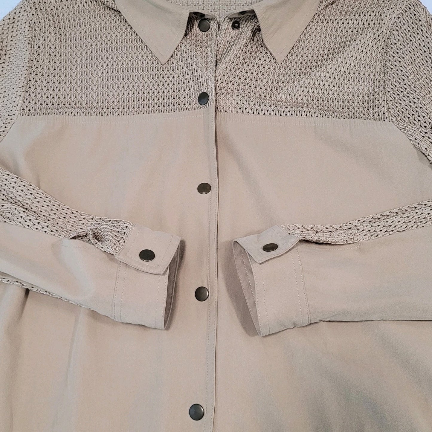 Spiegel Gold Tan Microfiber Semi Sheer Snap Long Sleeve Shacket Top Size XL