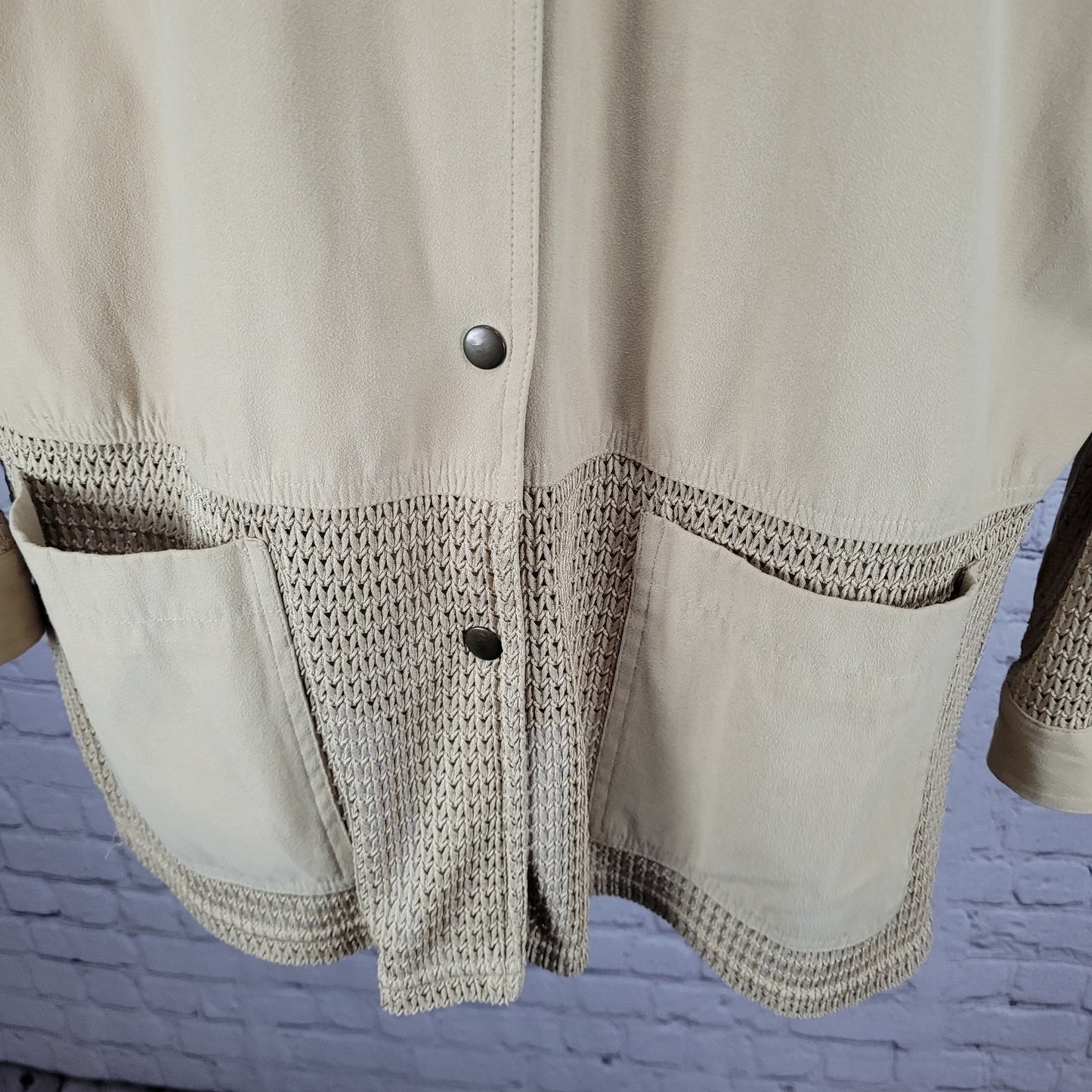Spiegel Gold Tan Microfiber Semi Sheer Snap Long Sleeve Shacket Top Size XL