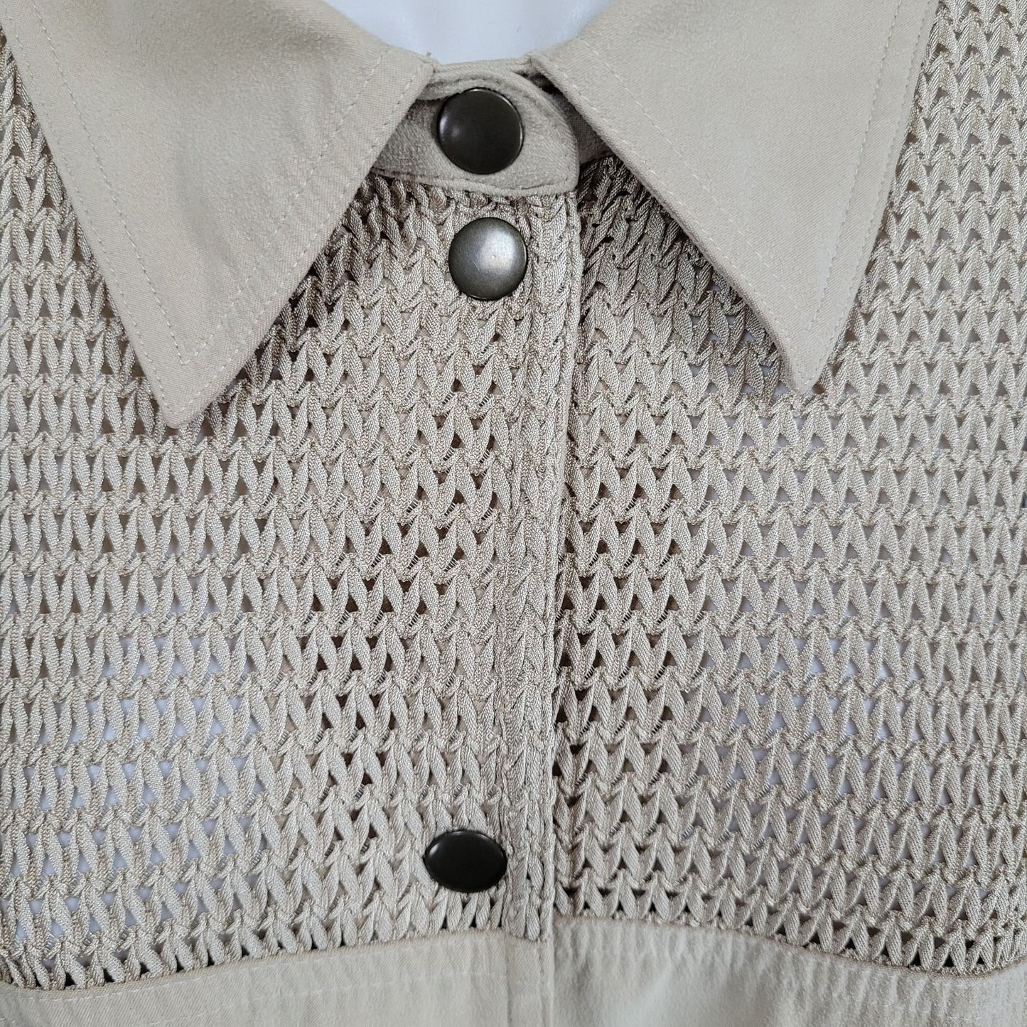 Spiegel Gold Tan Microfiber Semi Sheer Snap Long Sleeve Shacket Top Size XL