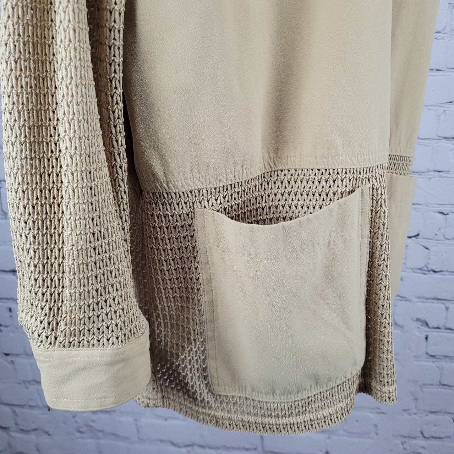 Spiegel Gold Tan Microfiber Semi Sheer Snap Long Sleeve Shacket Top Size XL