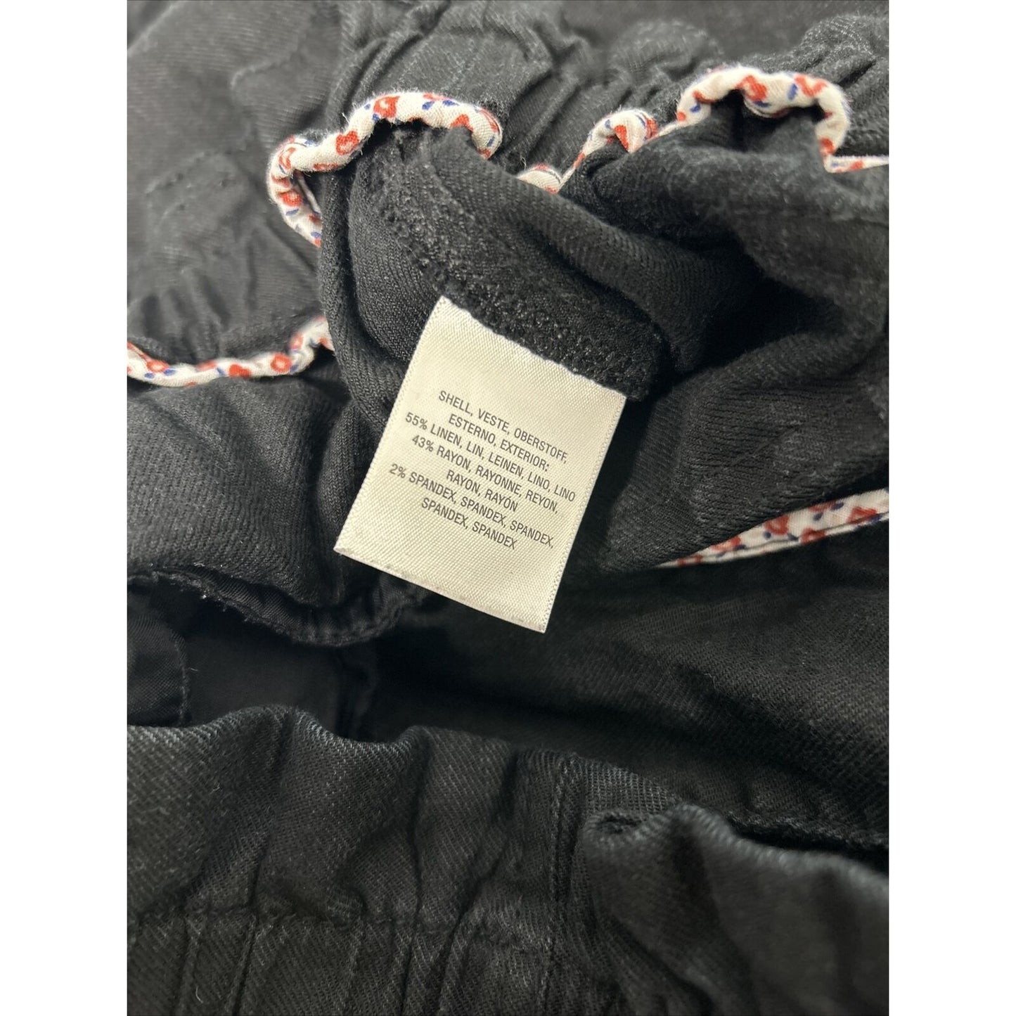 Elevenses Anthropologie Black Linen Blend Elastic Waist Cargo Pants S (28 x 30)