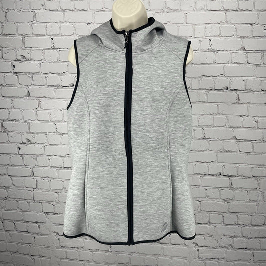 Gerry Grey Hooded Vest Zipped Pockets Stretch Basic Hiking Size Large L