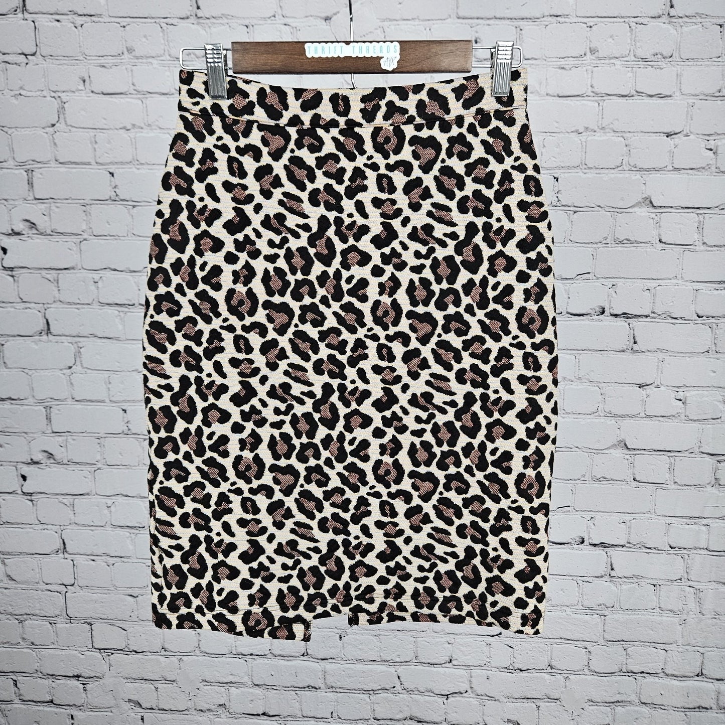 Maeve Anthropologie Multicolor Leopard Back Zip Straight Knee Length Skirt XS