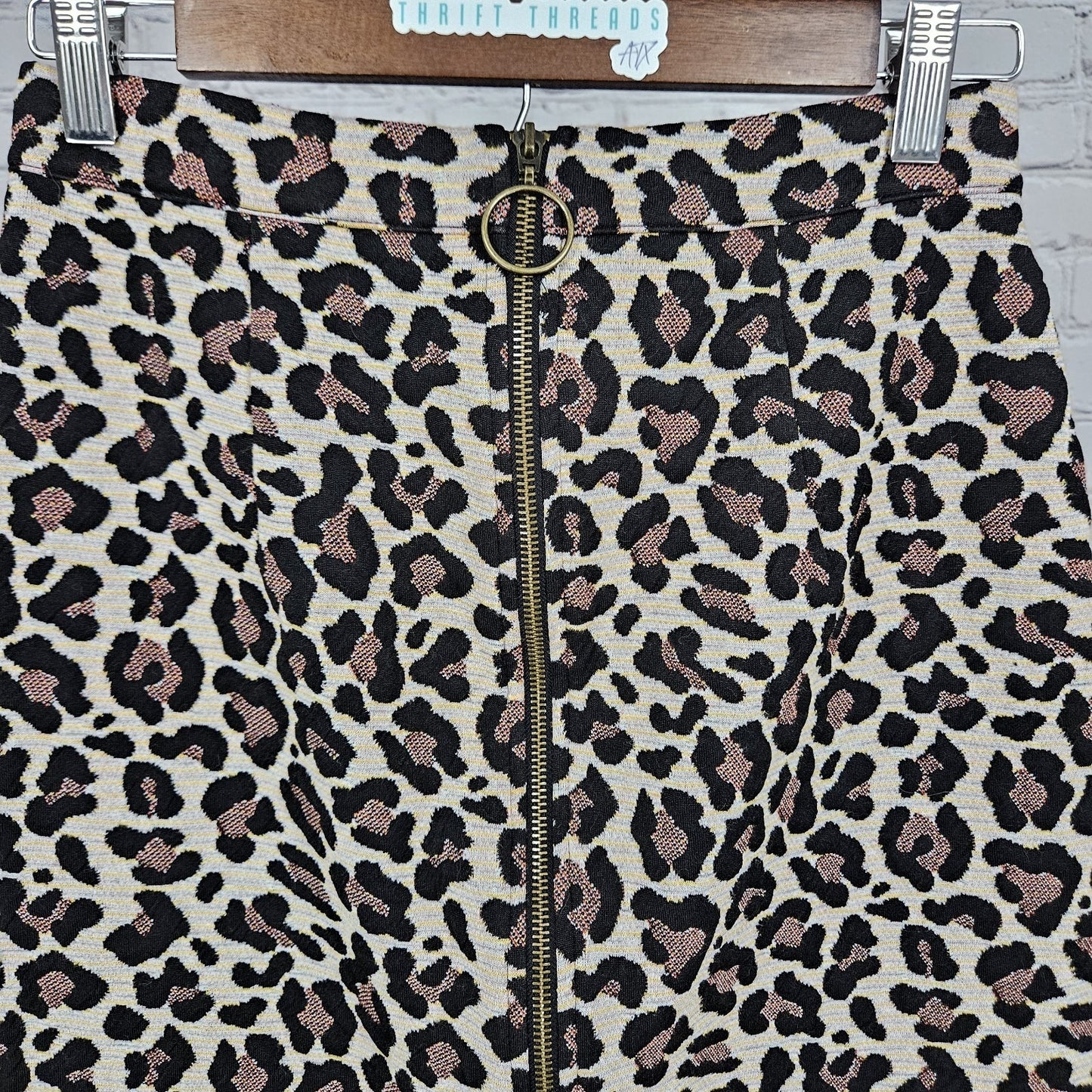 Maeve Anthropologie Multicolor Leopard Back Zip Straight Knee Length Skirt XS
