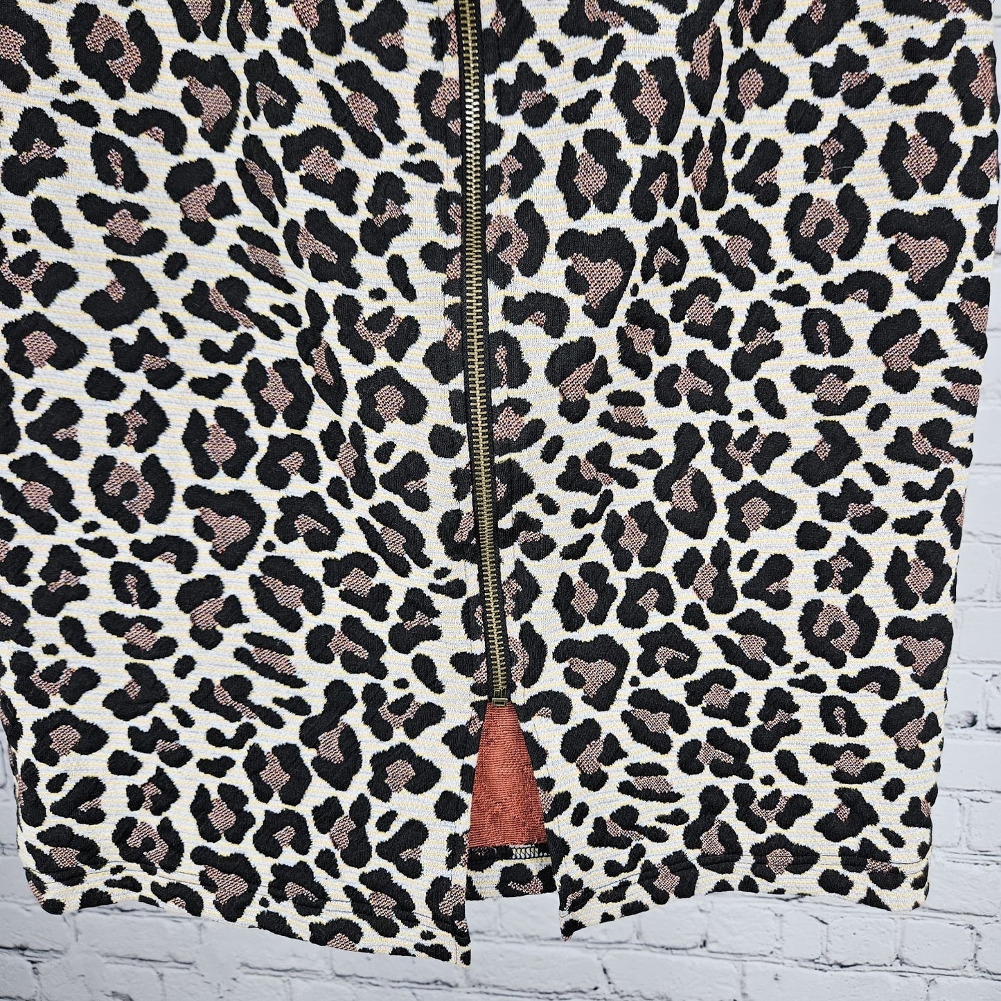 Maeve Anthropologie Multicolor Leopard Back Zip Straight Knee Length Skirt XS