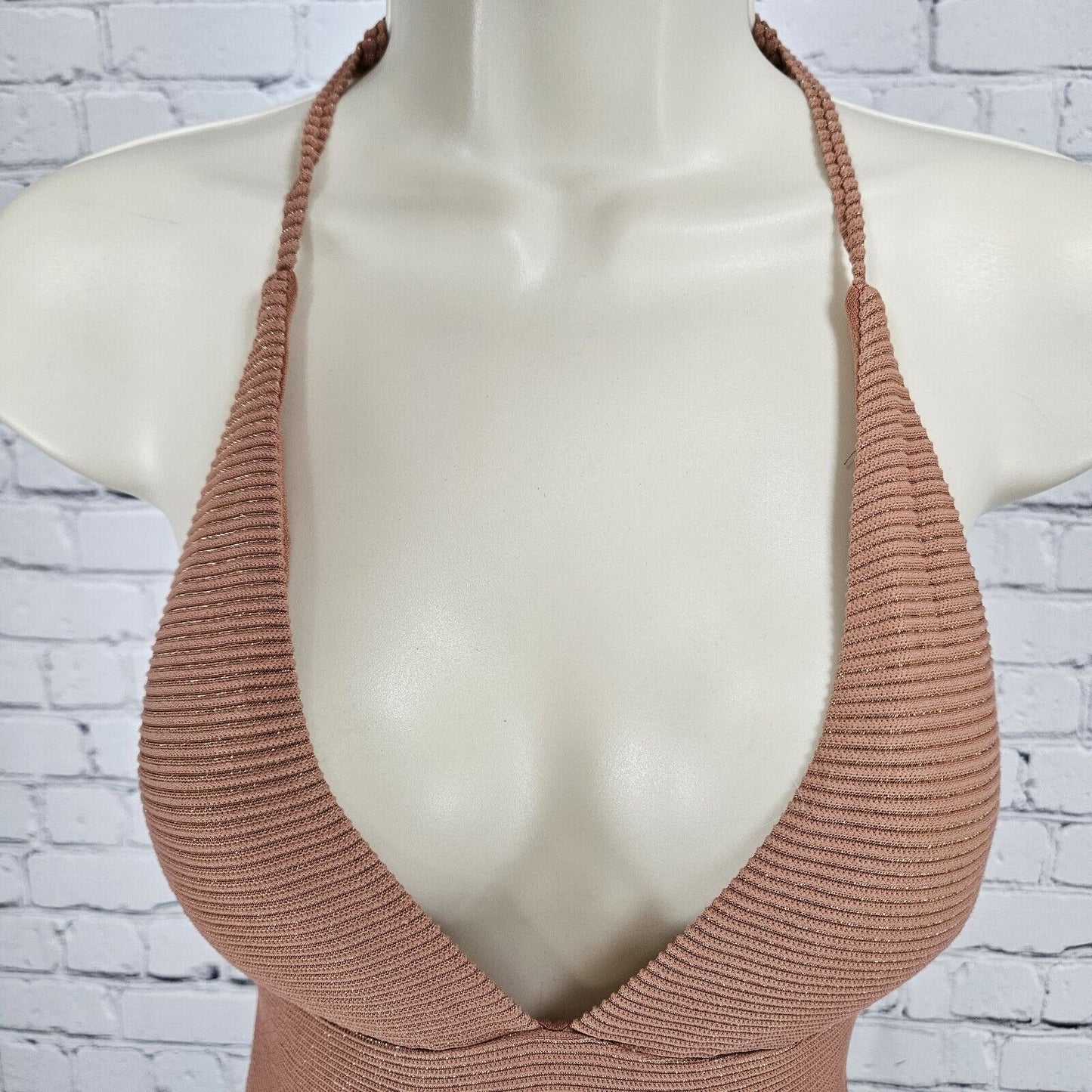 Roxy Brown Orange Shimmer 1 Piece Cheeky Stretch Swim Suit Size Small S