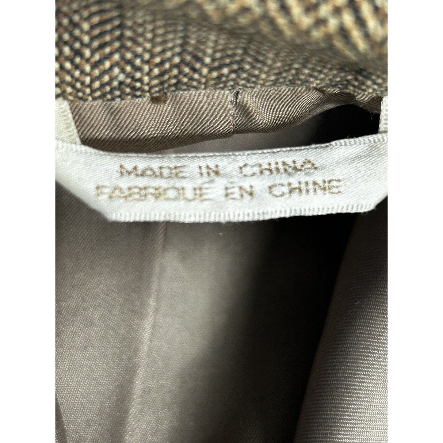 Perry Ellis 100% Cotton Brown Herringbone 3 Button Ventless Blazer Size 42