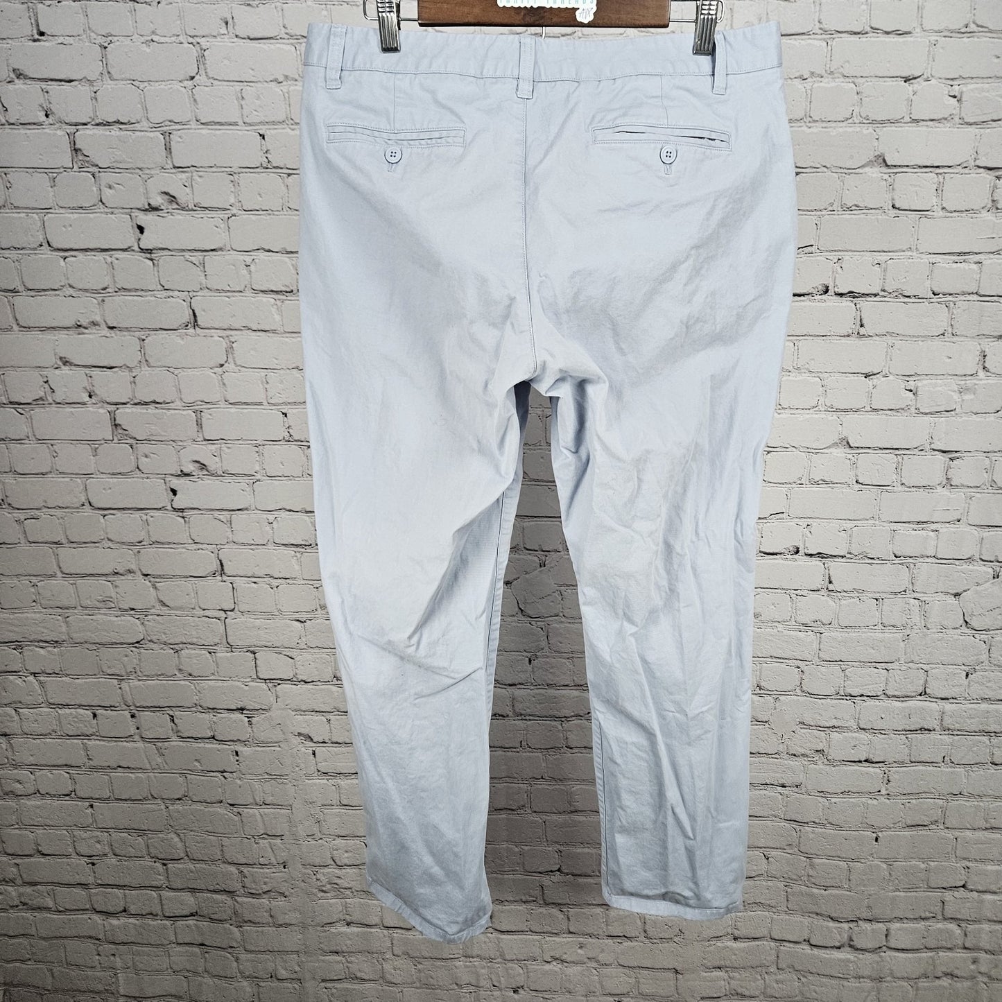 Bonobos Blue Straight Leg Cotton Stretch Flat Front Mid Rise Chino Pants 35x32