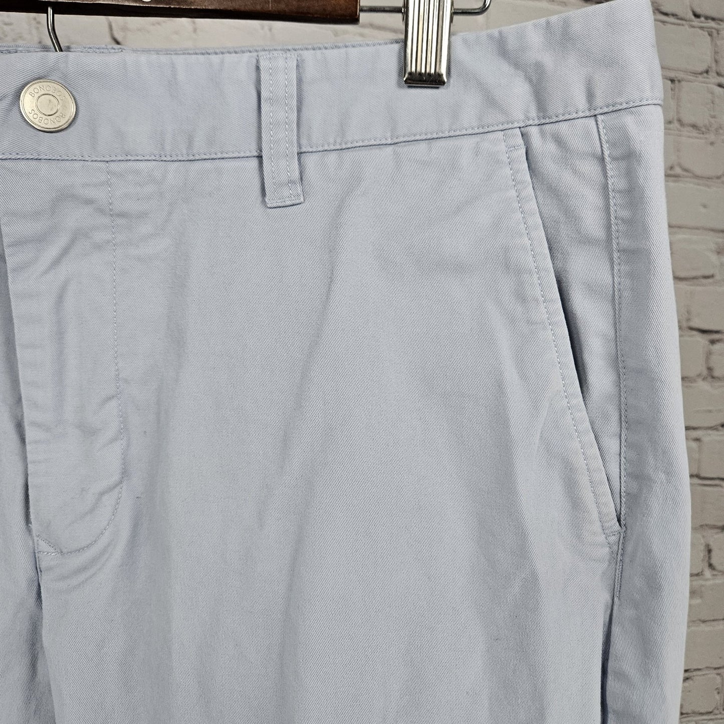 Bonobos Blue Straight Leg Cotton Stretch Flat Front Mid Rise Chino Pants 35x32