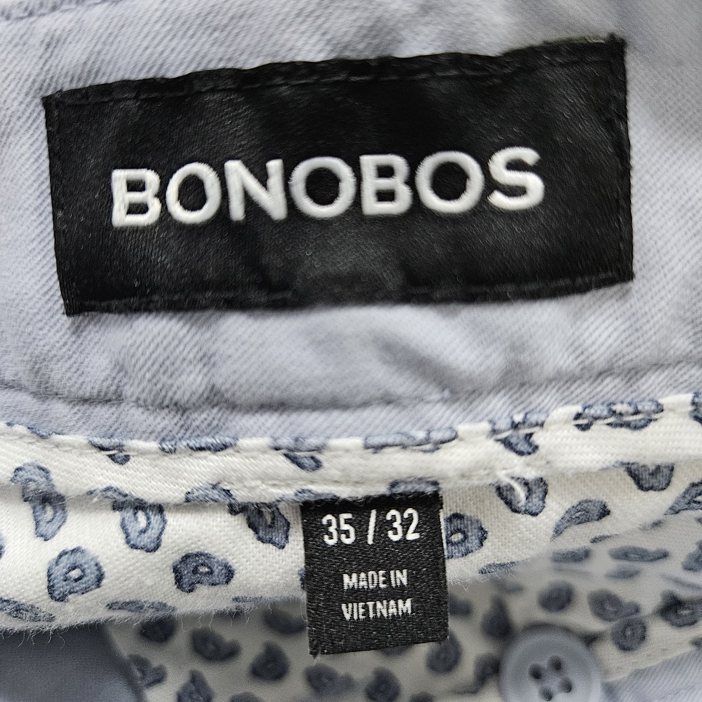 Bonobos Blue Straight Leg Cotton Stretch Flat Front Mid Rise Chino Pants 35x32