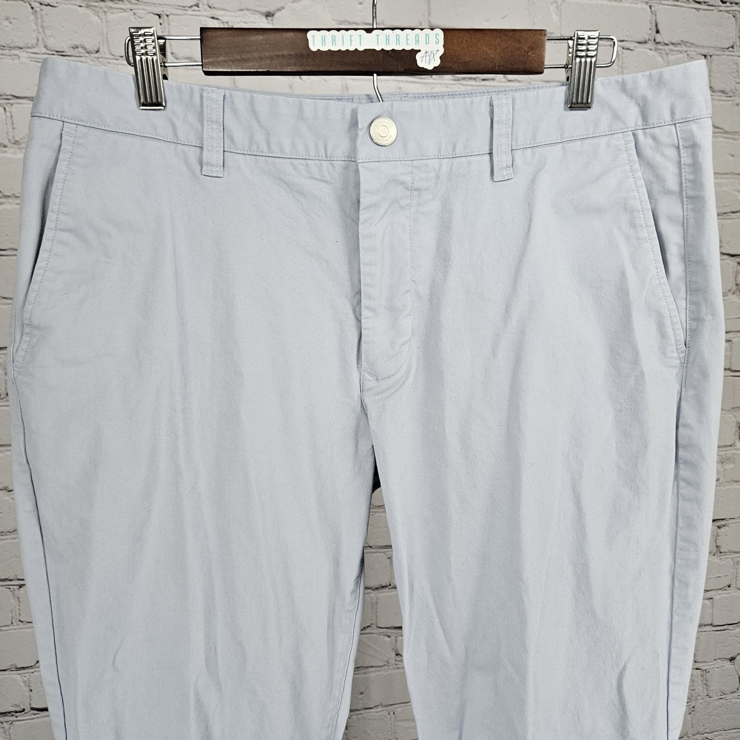 Bonobos Blue Straight Leg Cotton Stretch Flat Front Mid Rise Chino Pants 35x32